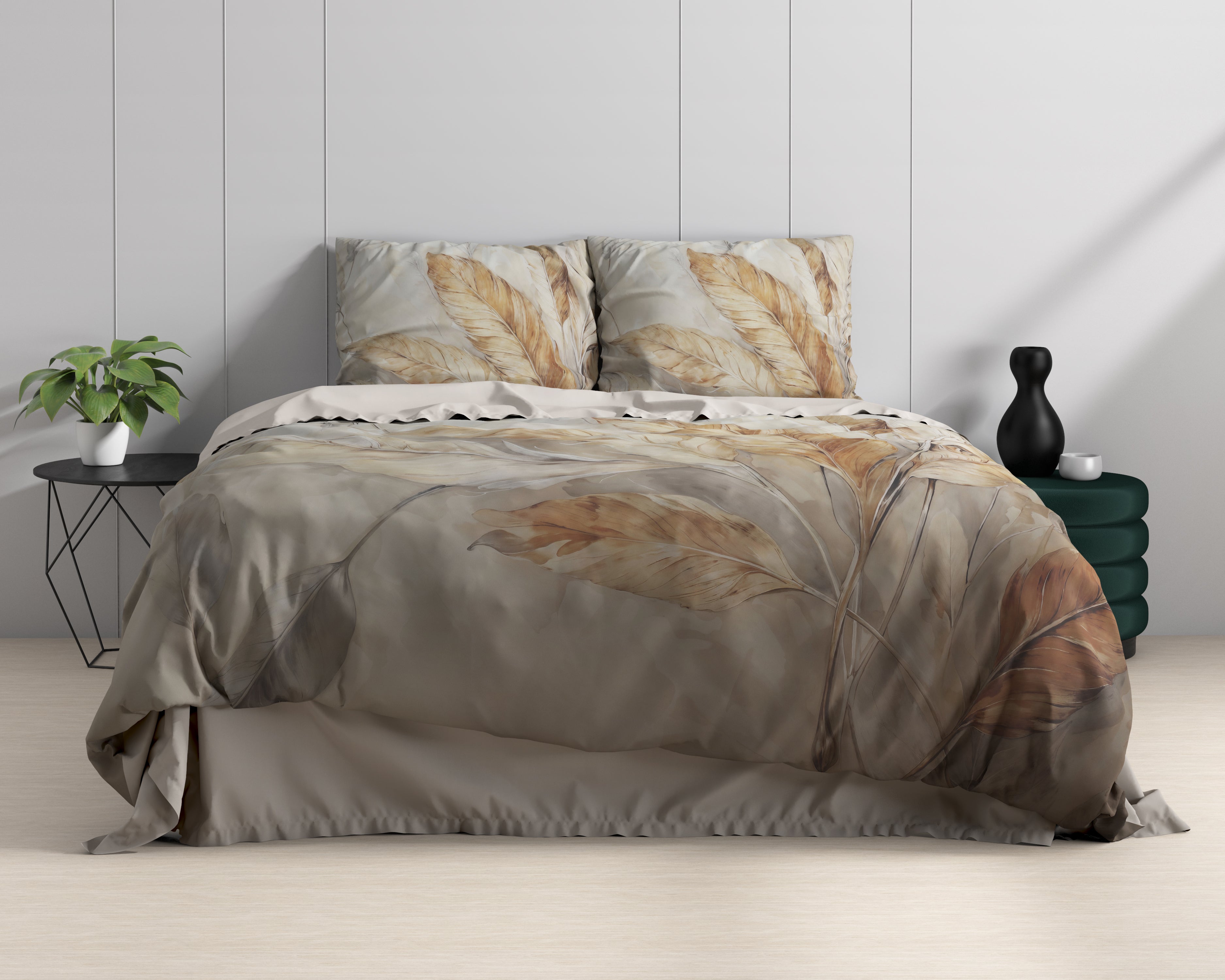 Whole Nature Dekbedovertrek Zand - Luxe Satijn - Hoge kwaliteit - Trendy prints