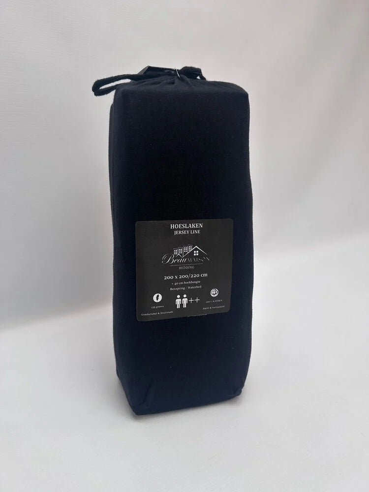 Zwart Jersey Hoeslaken van 100% Katoen | Perfecte Pasvorm en Comfort