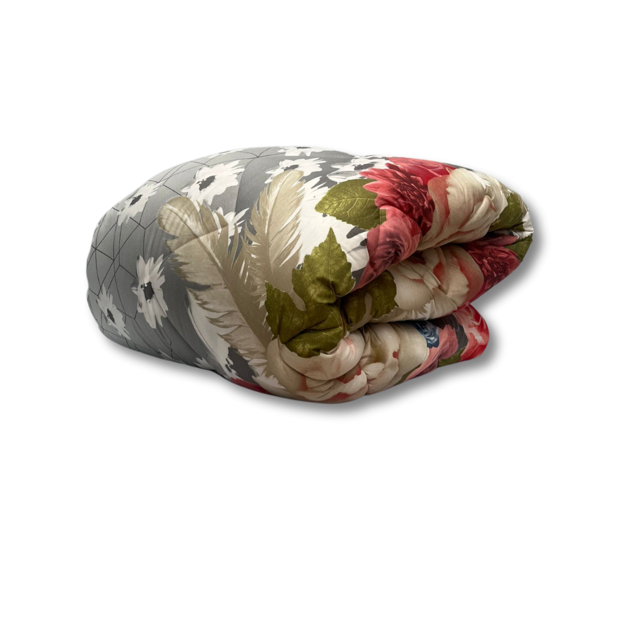 All-in One Lazy Dekbed Grijs Met Rozen - Dekbed voor het hele jaar
