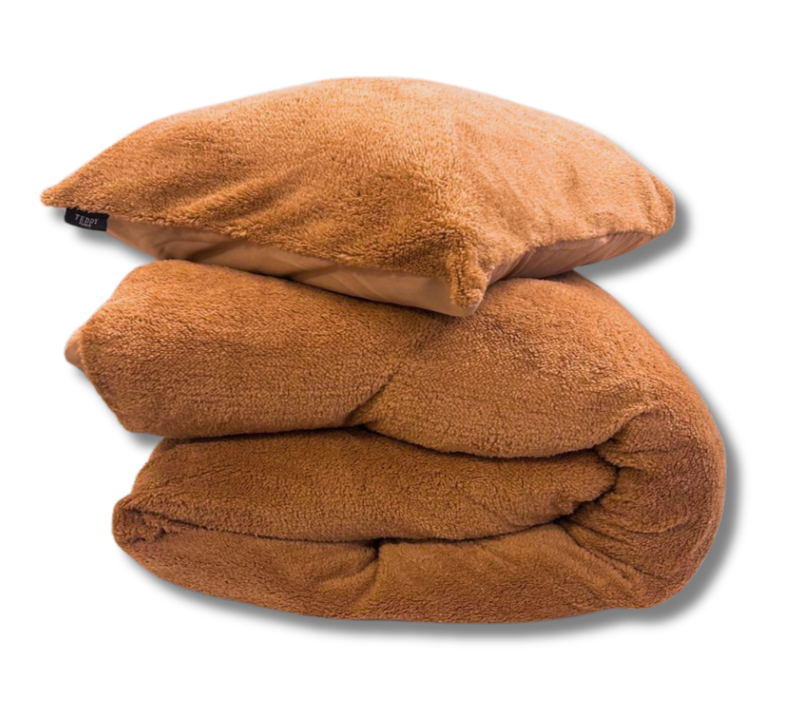 Caramel Latte Teddy Fleece Duvet Cover - Warm, Soft & Luxurious
