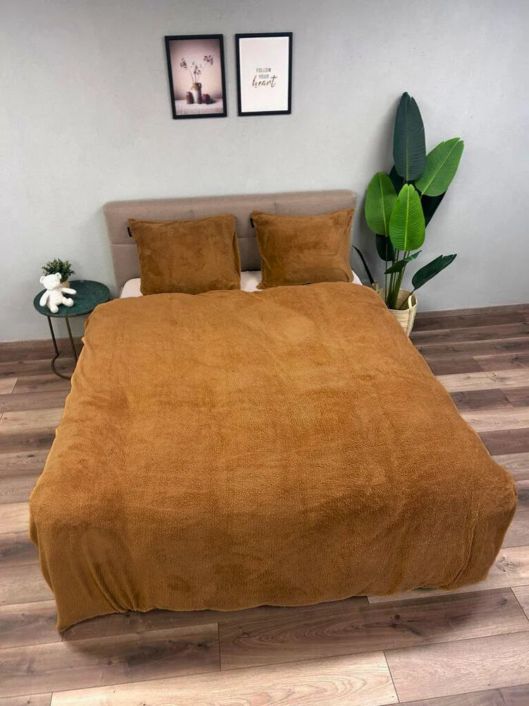Caramel Latte Teddy Fleece Duvet Cover - Warm, Soft & Luxurious