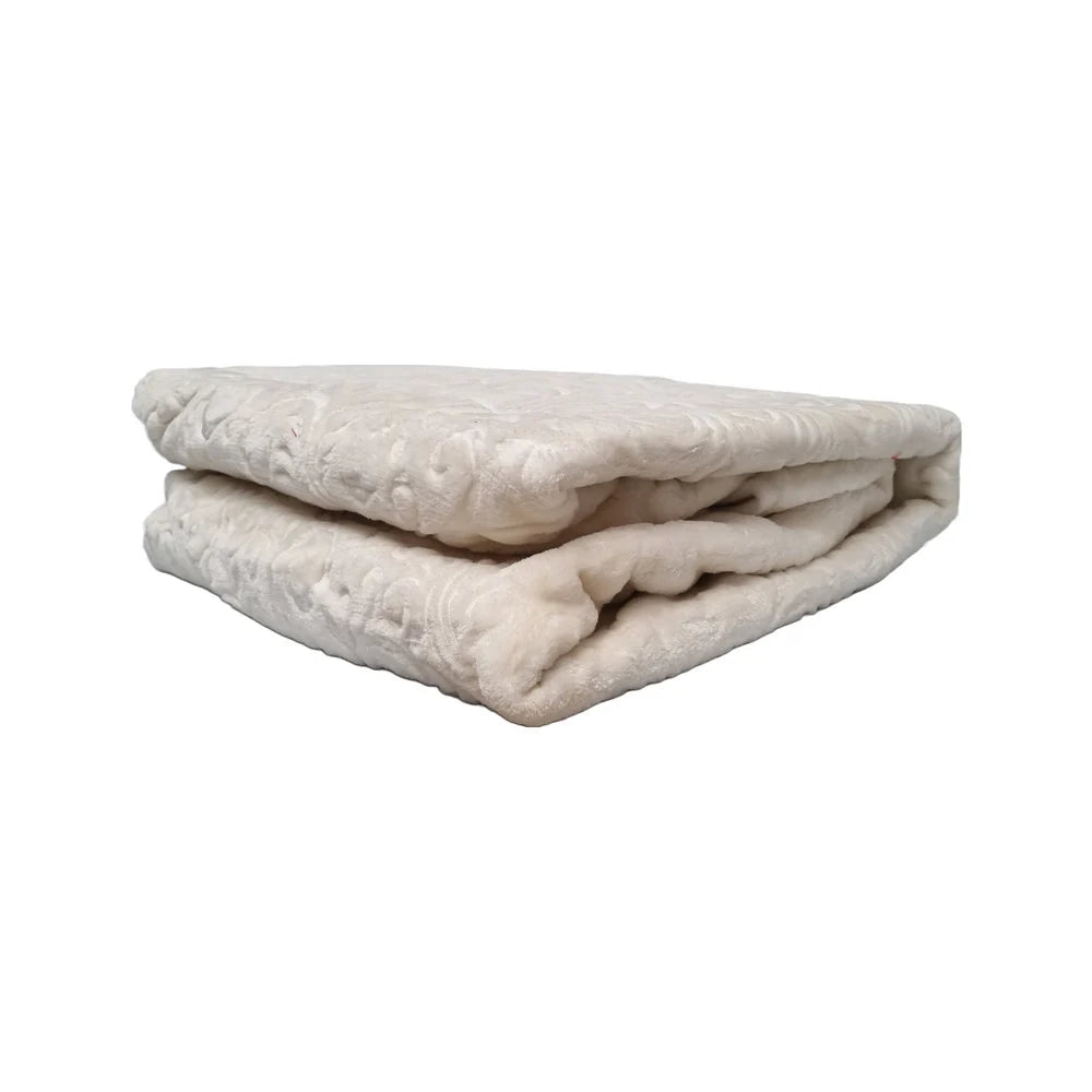 Ivory White Throw Blanket 160 x 220 cm | Heavy Quality