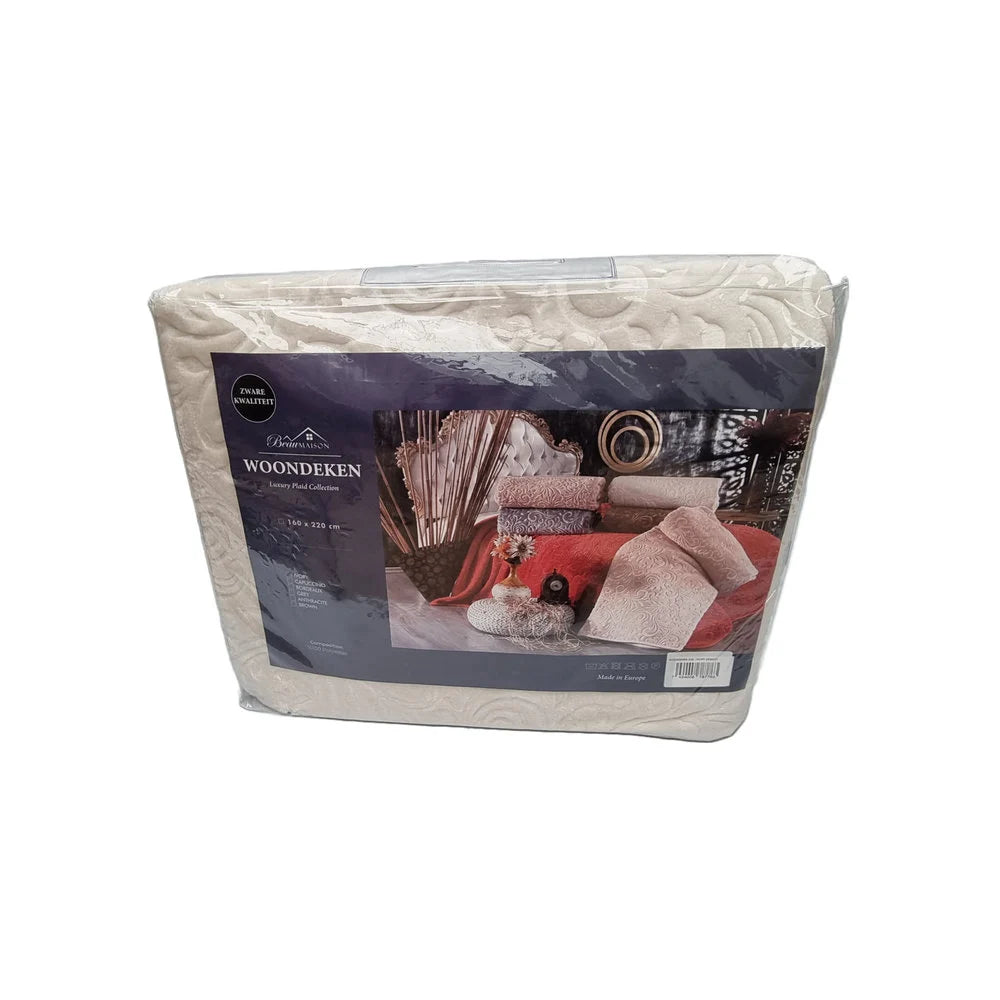 Ivory White Throw Blanket 160 x 220 cm | Heavy Quality