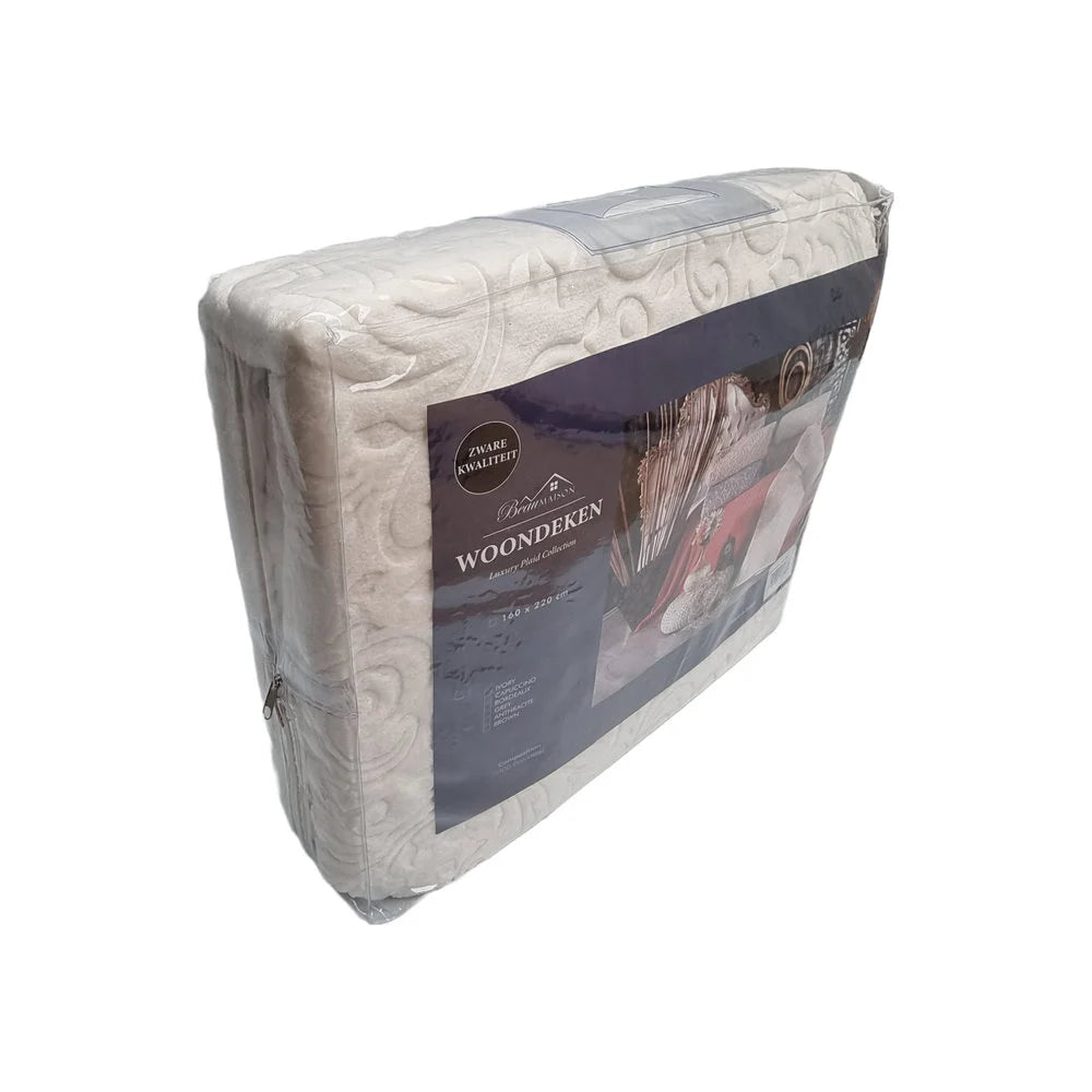 Ivory White Throw Blanket 160 x 220 cm | Heavy Quality