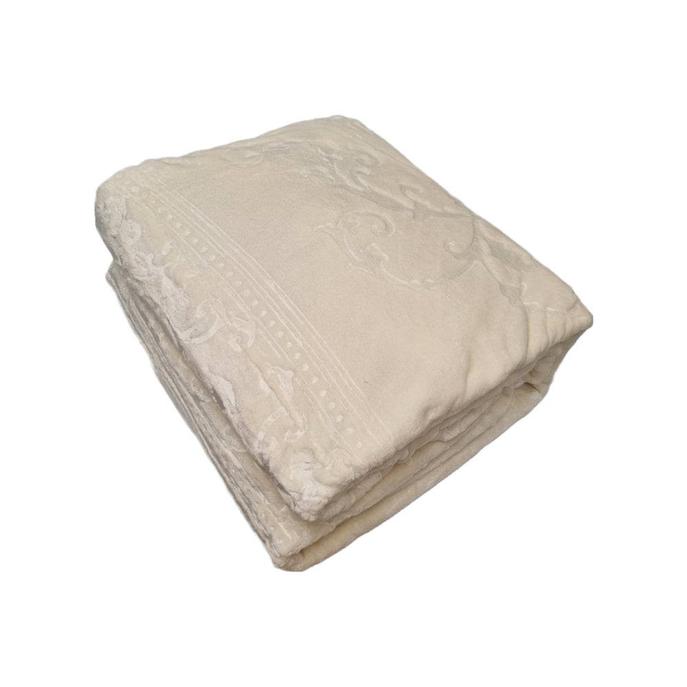Luxury Ivory White Throw Blanket 220 x 240 cm | Heavy Quality