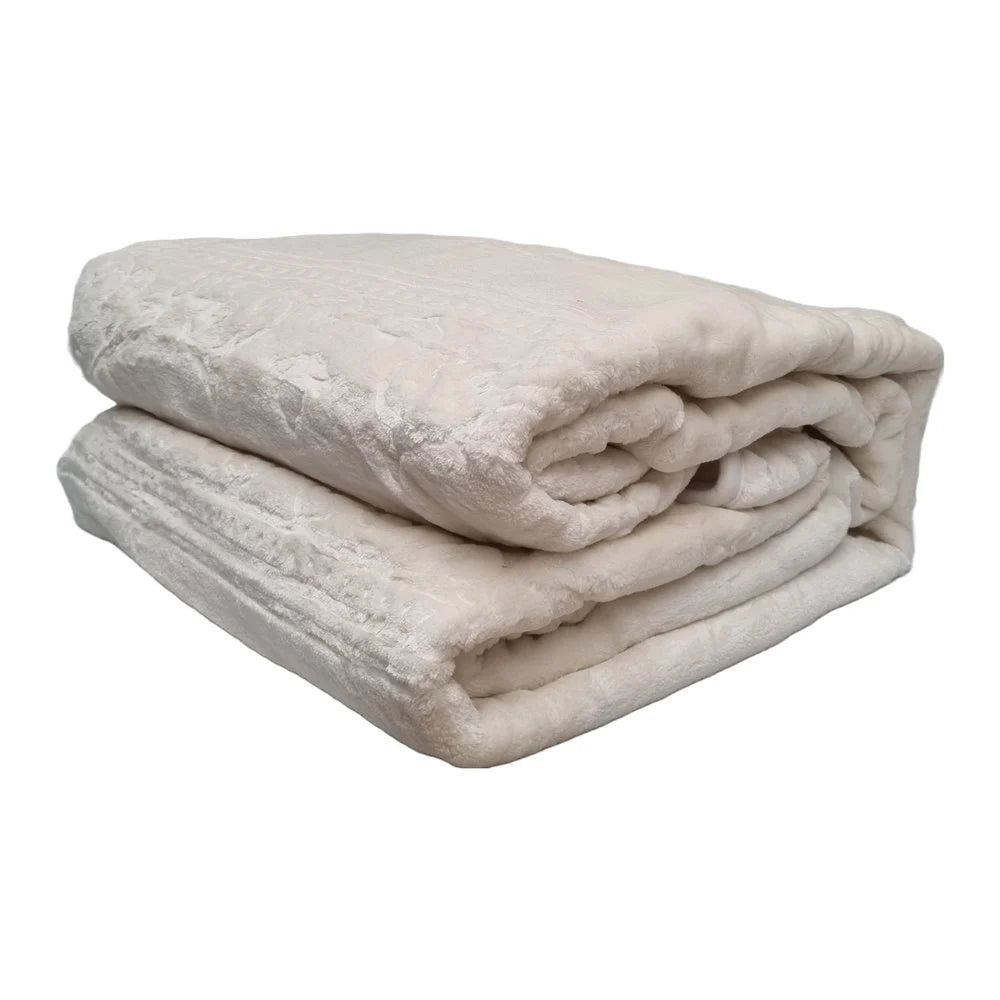 Luxury Ivory White Throw Blanket 220 x 240 cm | Heavy Quality