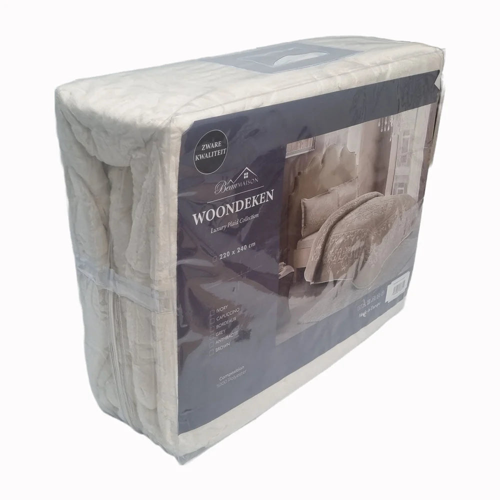 Luxury Ivory White Throw Blanket 220 x 240 cm | Heavy Quality