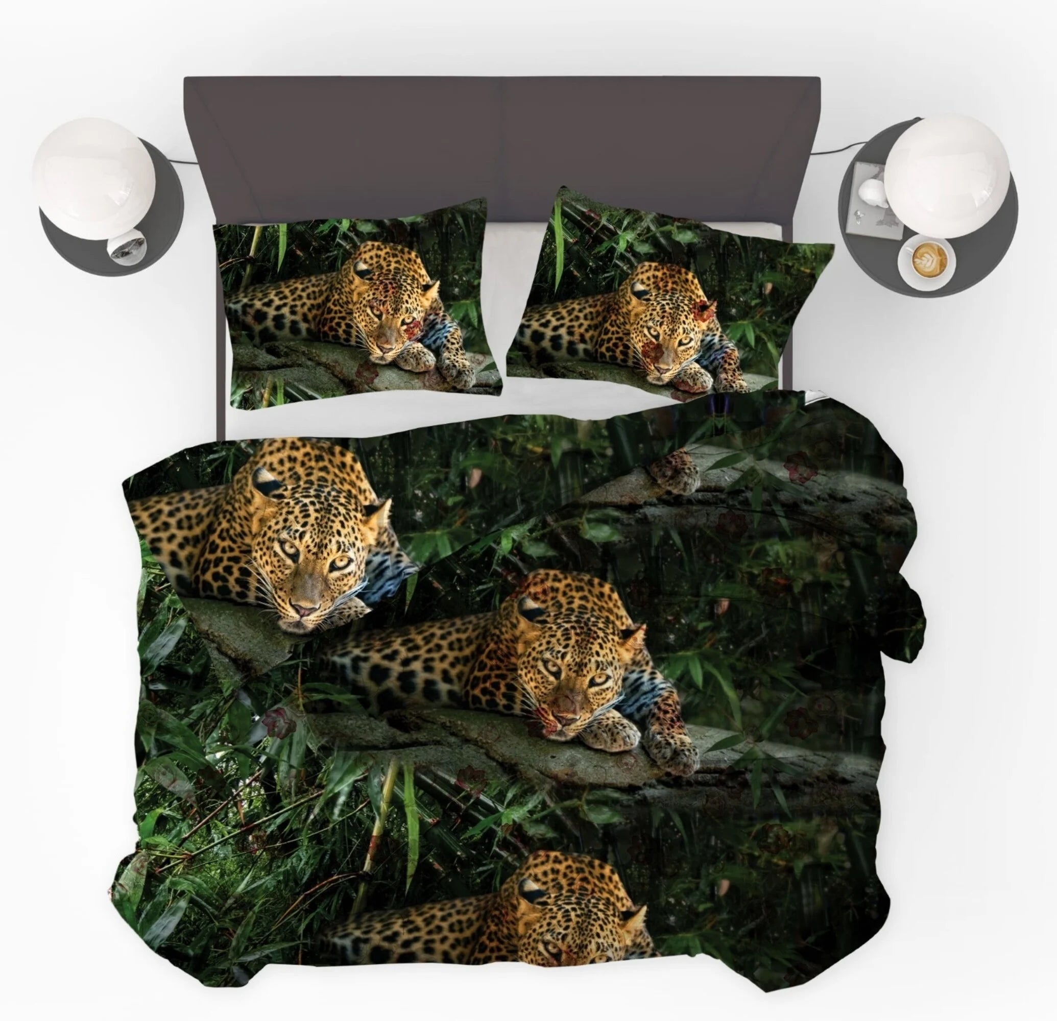 All-in One Lazy Dekbed Jungle Leopard Black - Dekbed met kussenslopen
