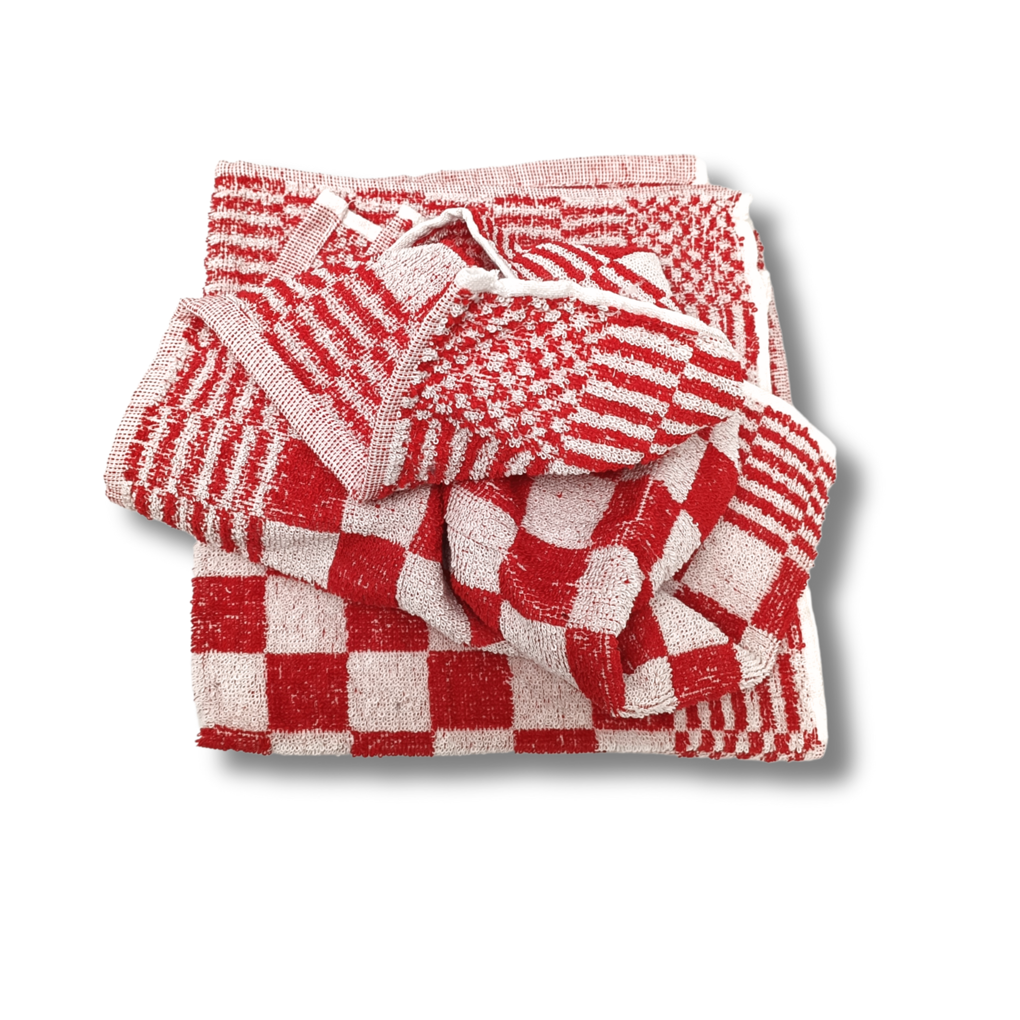 Katoenen Keuken Handdoek - Set van 3 stuks - Geblokt Rood