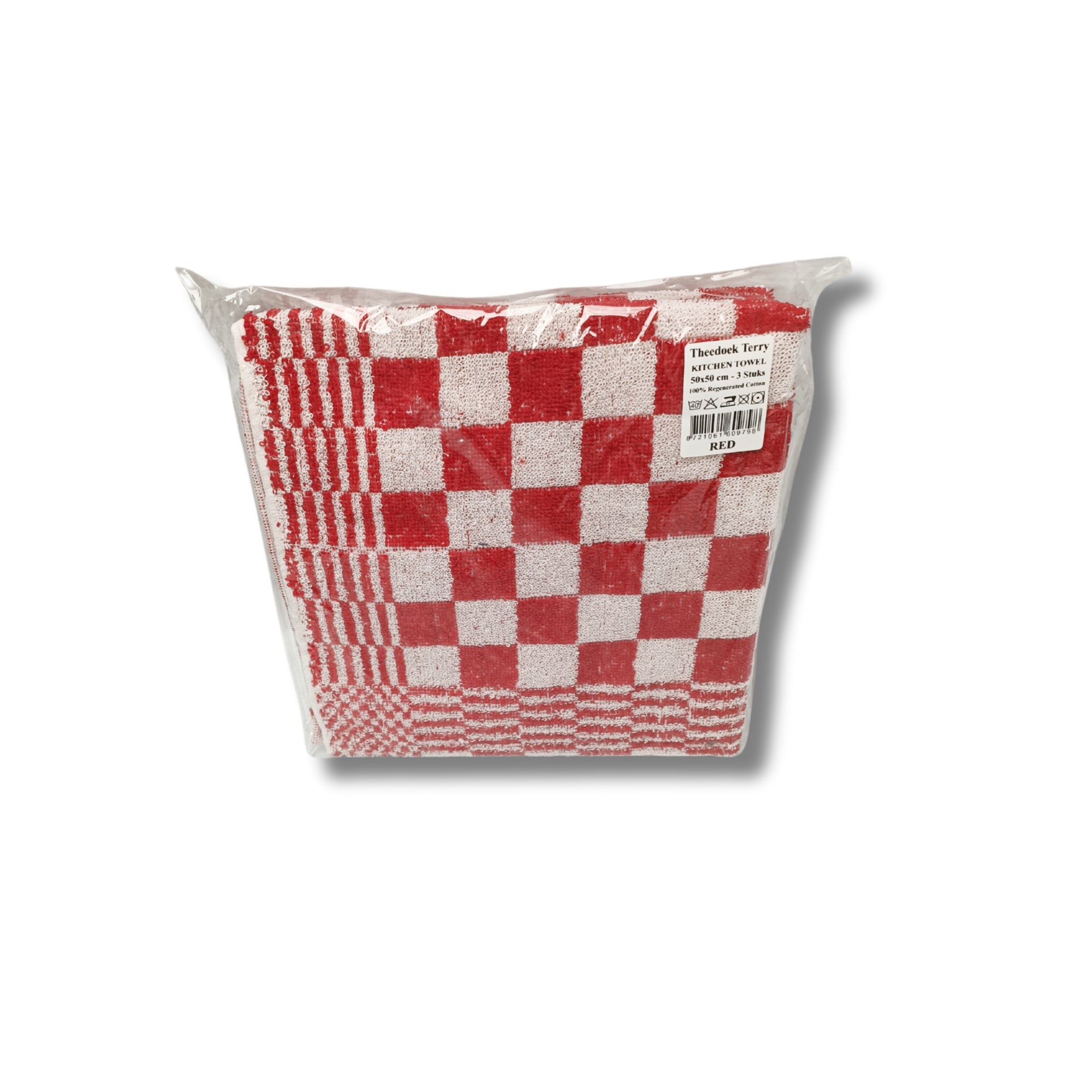 Katoenen Keuken Handdoek - Set van 3 stuks - Geblokt Rood