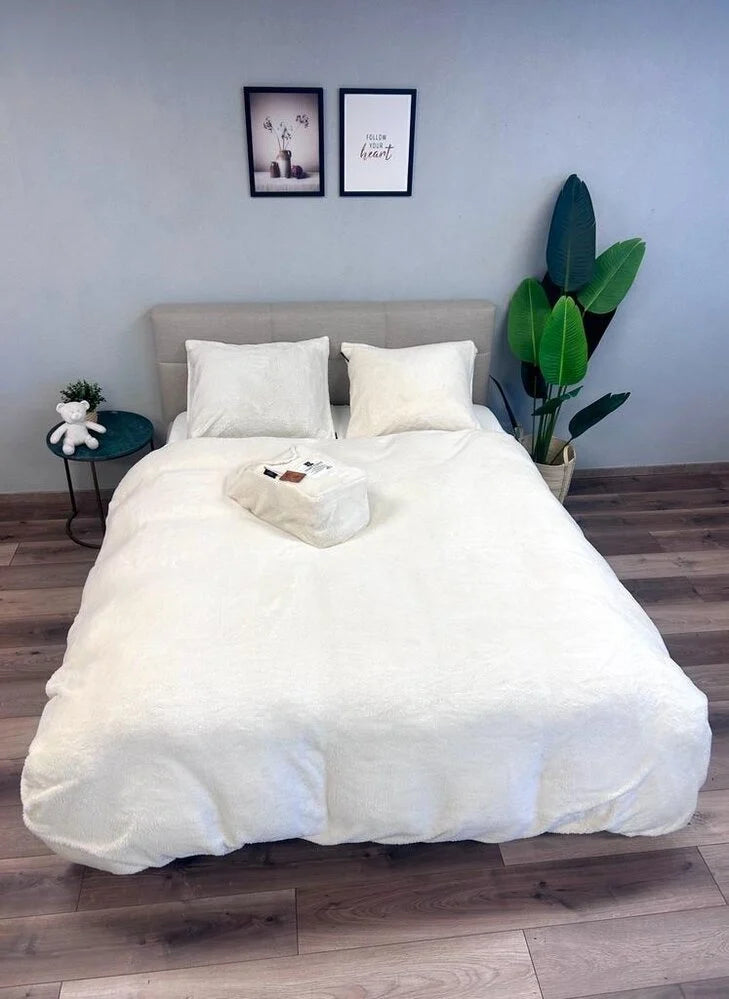 Teddy Fleece Duvet Cover Pearl White | Warm & Luxurious