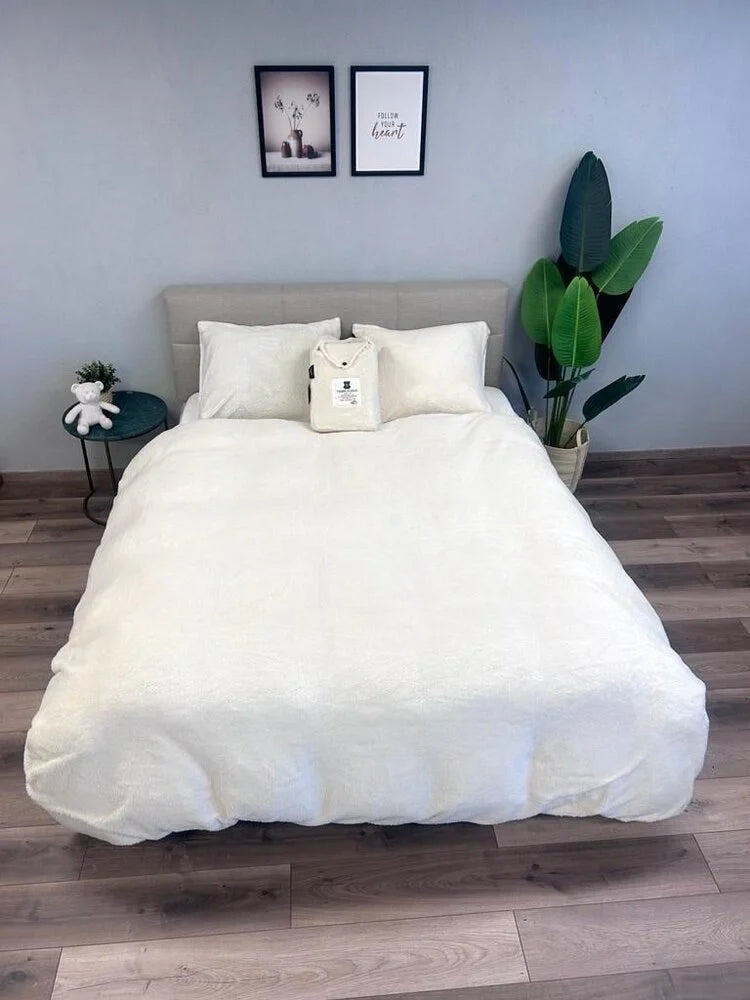 Teddy Fleece Duvet Cover Pearl White | Warm & Luxurious
