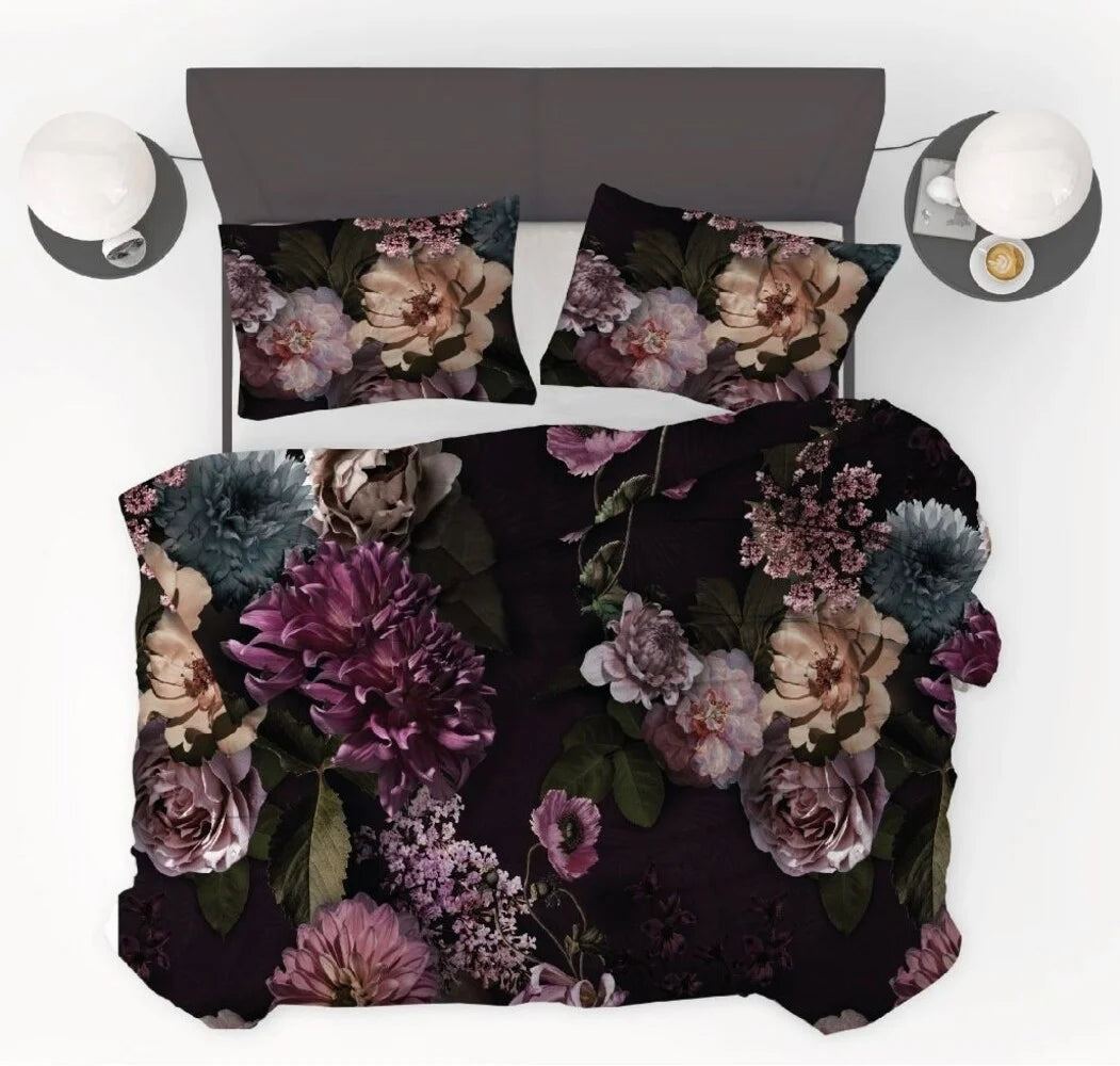 All-in One Lazy Dekbed Purple Flowers - Dekbed met kussenslopen