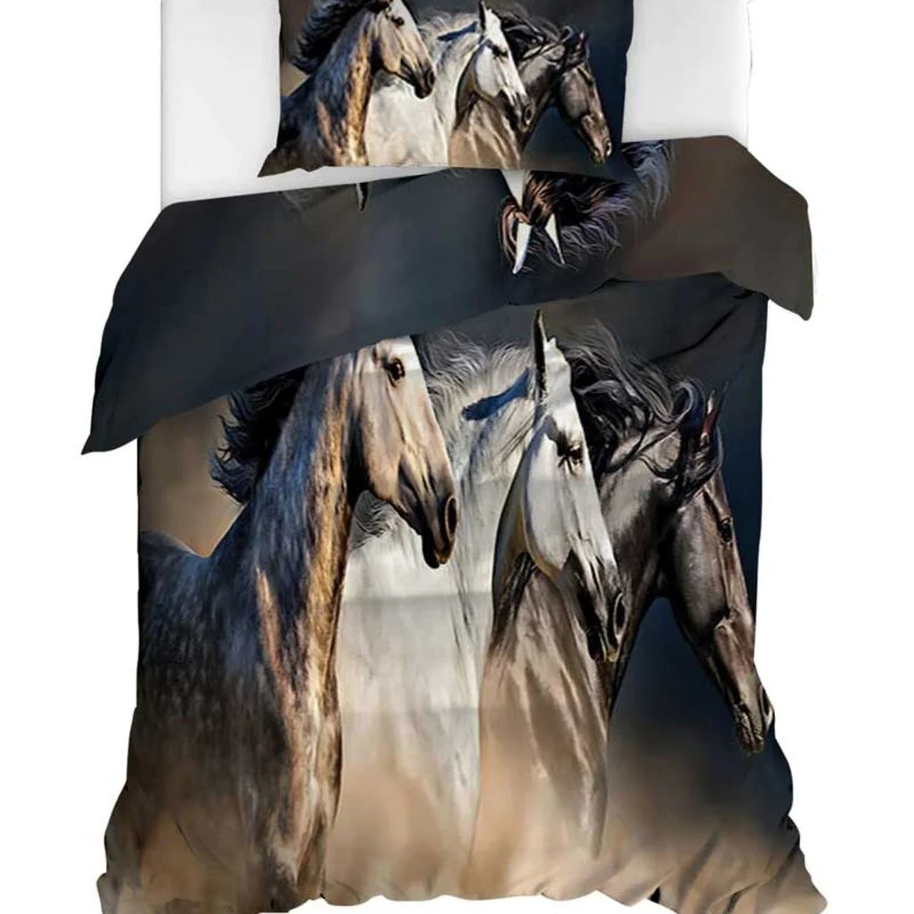 Satin Horse Duvet Cover | Luxury Children's Bedding with 3D Design