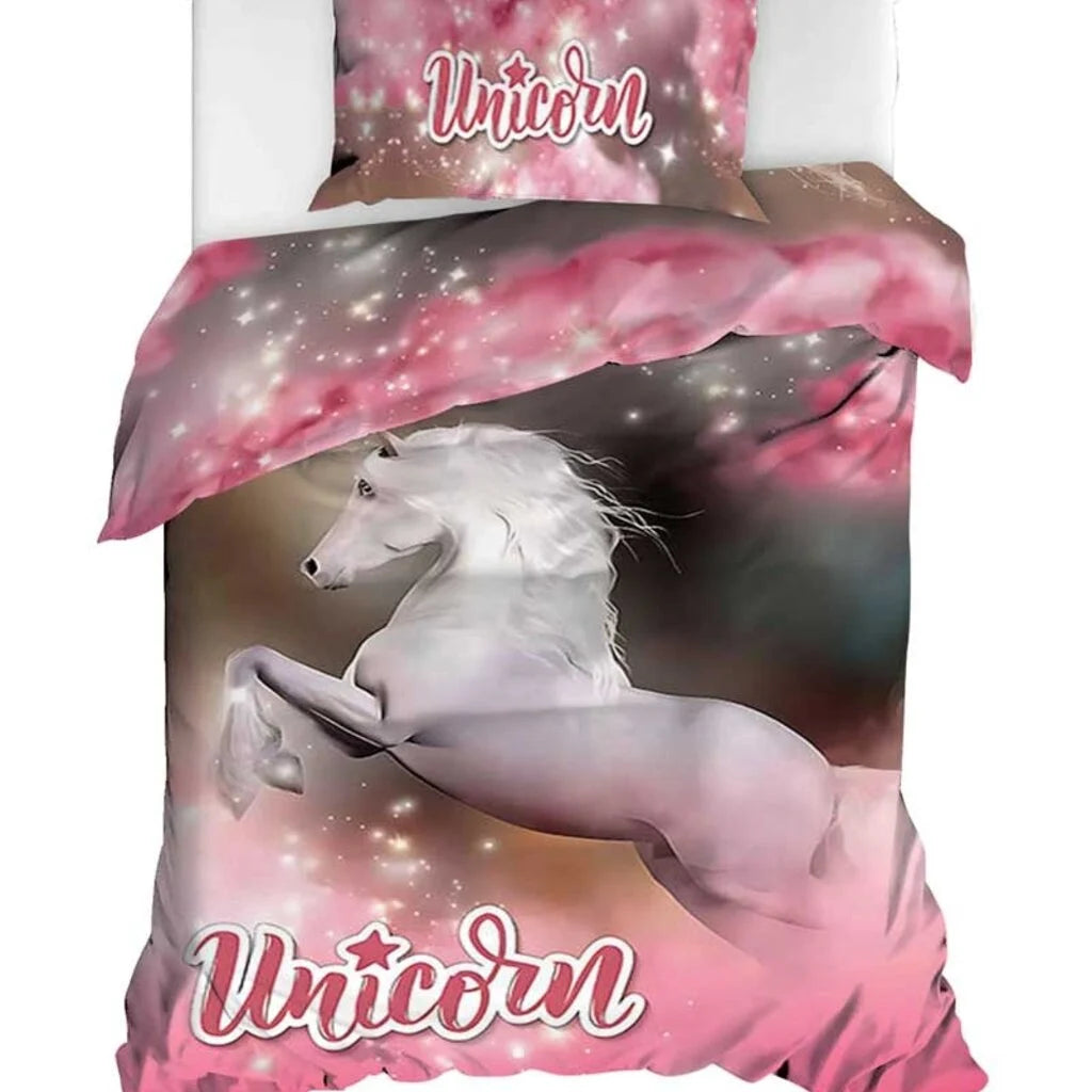 Unicorn Satin Duvet Cover – Luxury Children's Bedding for Magical Dreams