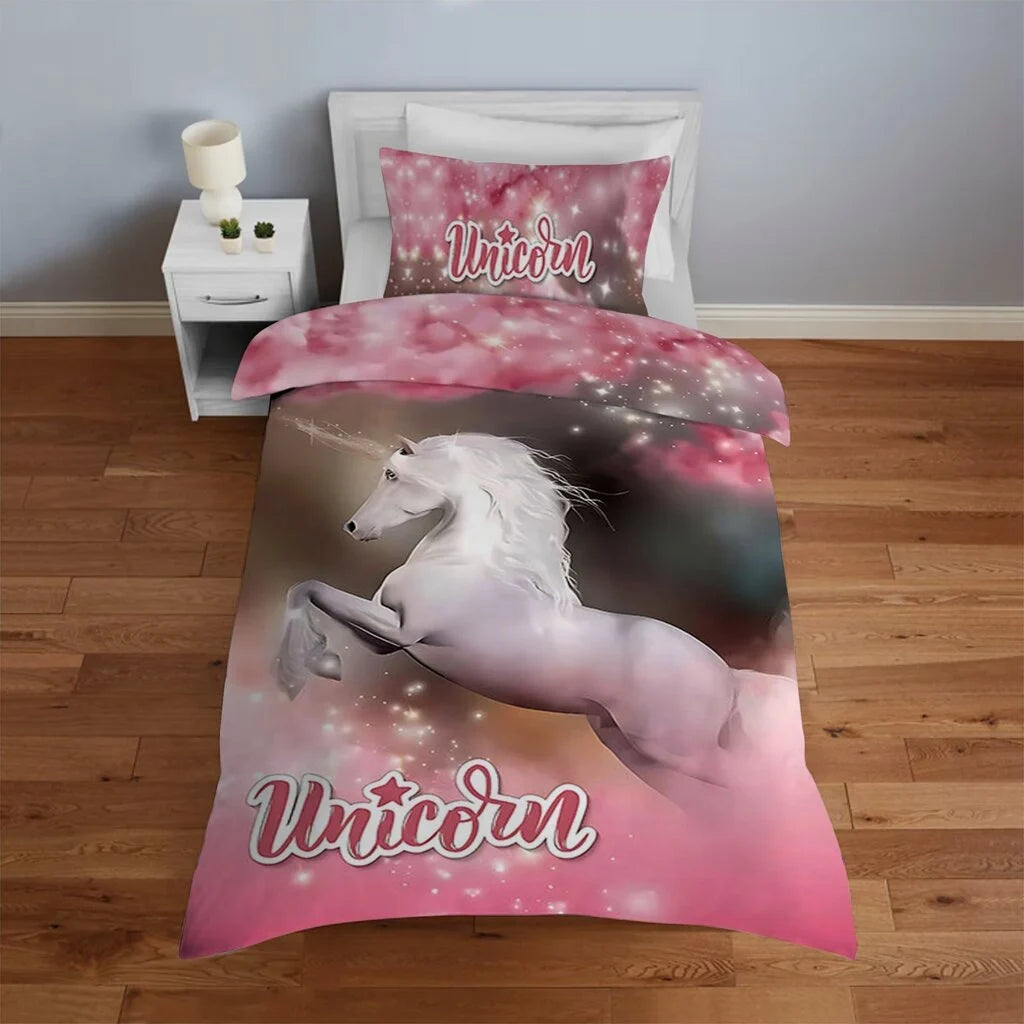 Unicorn Satin Duvet Cover – Luxury Children's Bedding for Magical Dreams