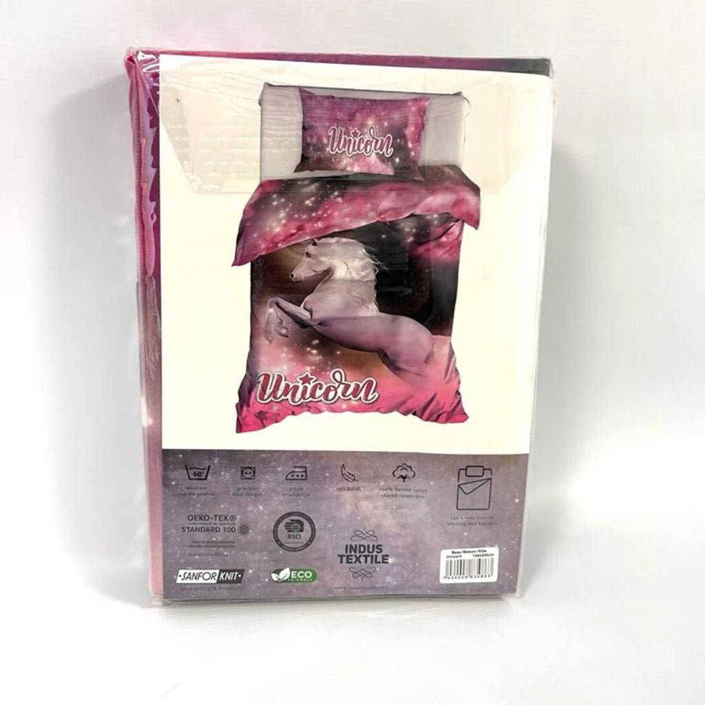 Unicorn Satin Duvet Cover – Luxury Children's Bedding for Magical Dreams