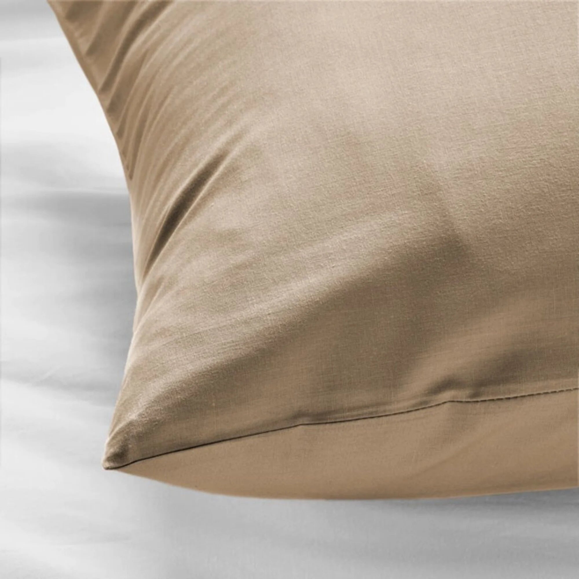 Set van 2 Perkaal Katoenen Kussenslopen Taupe