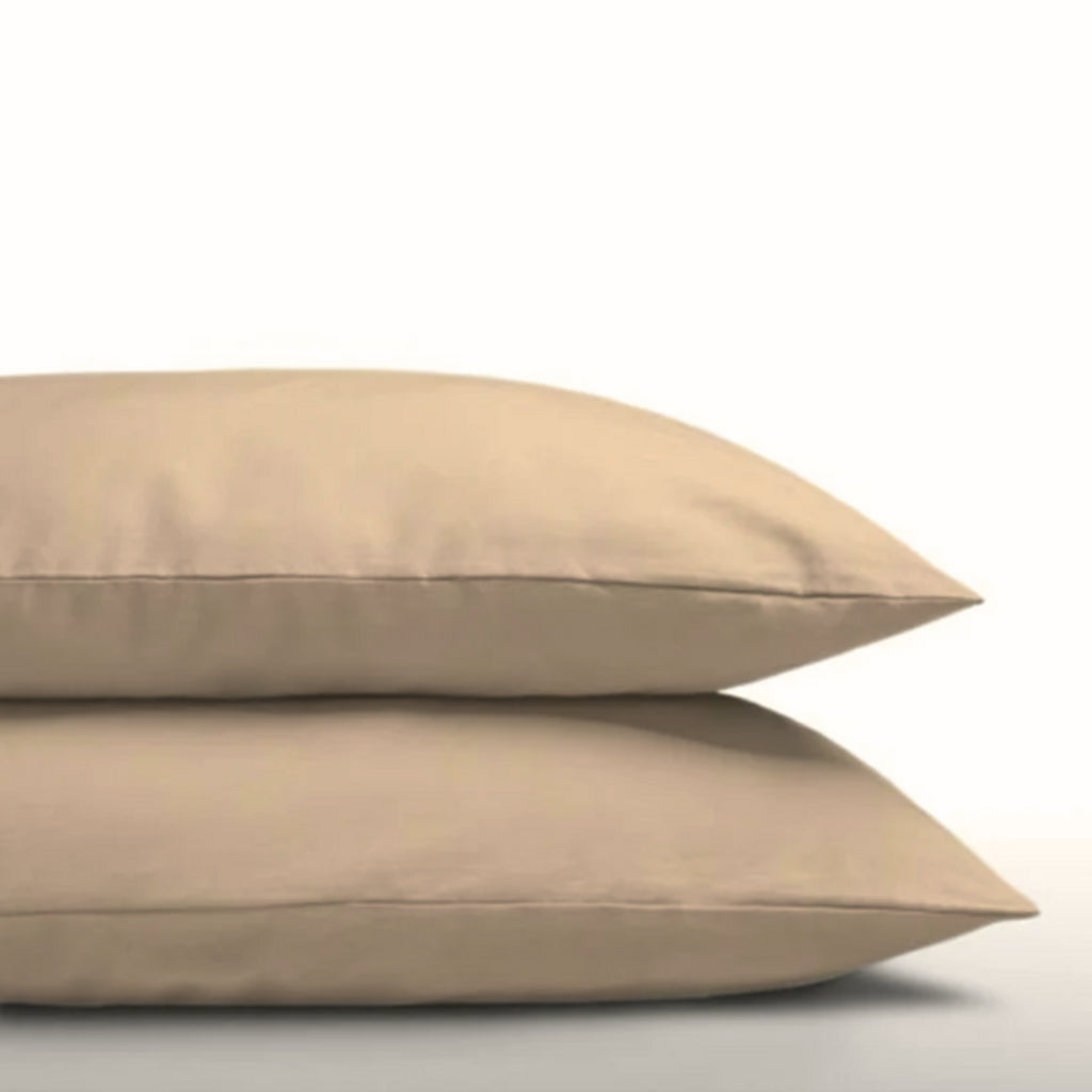Set van 2 Perkaal Katoenen Kussenslopen Taupe
