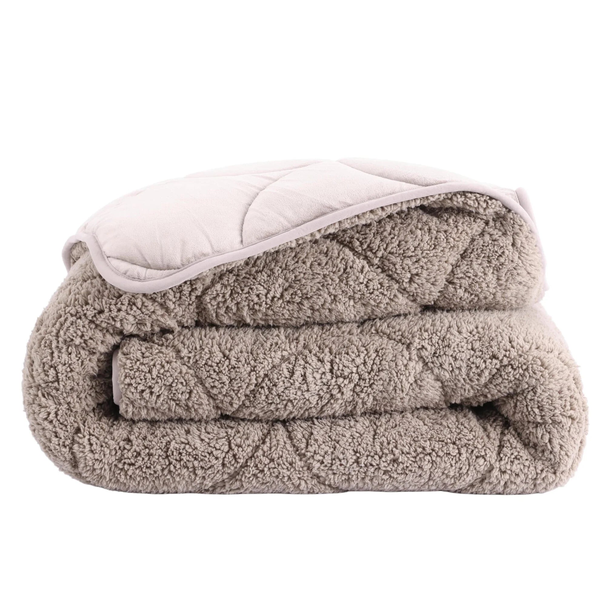 All-in One Lazy Teddy/Velvet Duvet Taupe - 2-in-1 Winter duvet
