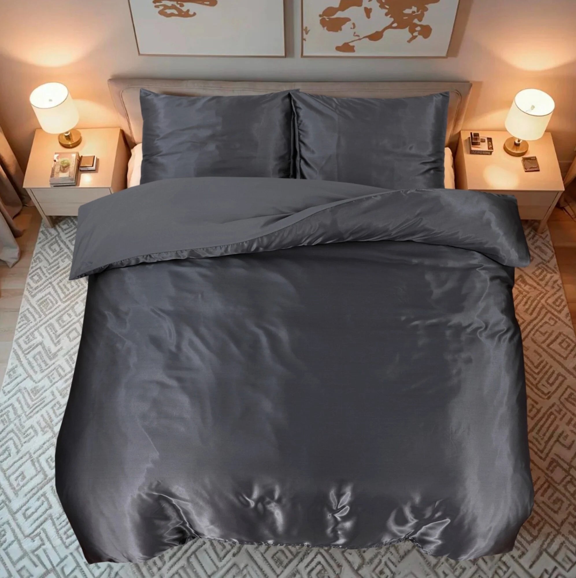 Shiny Satin Duvet Cover Anthracite