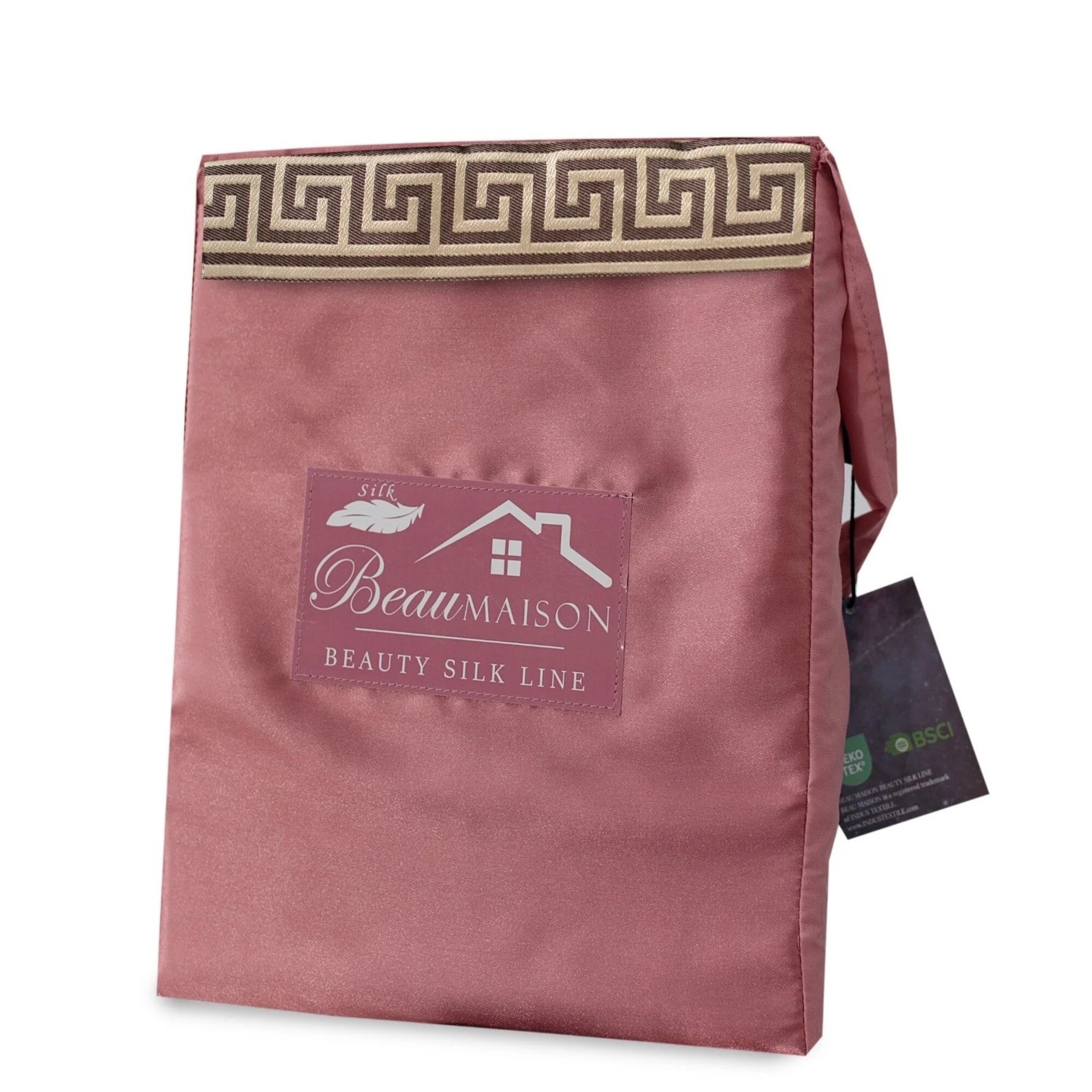 Glanzend Satijnen Dekbedovertrek Rosewood met Lace - Griekse Sleutel