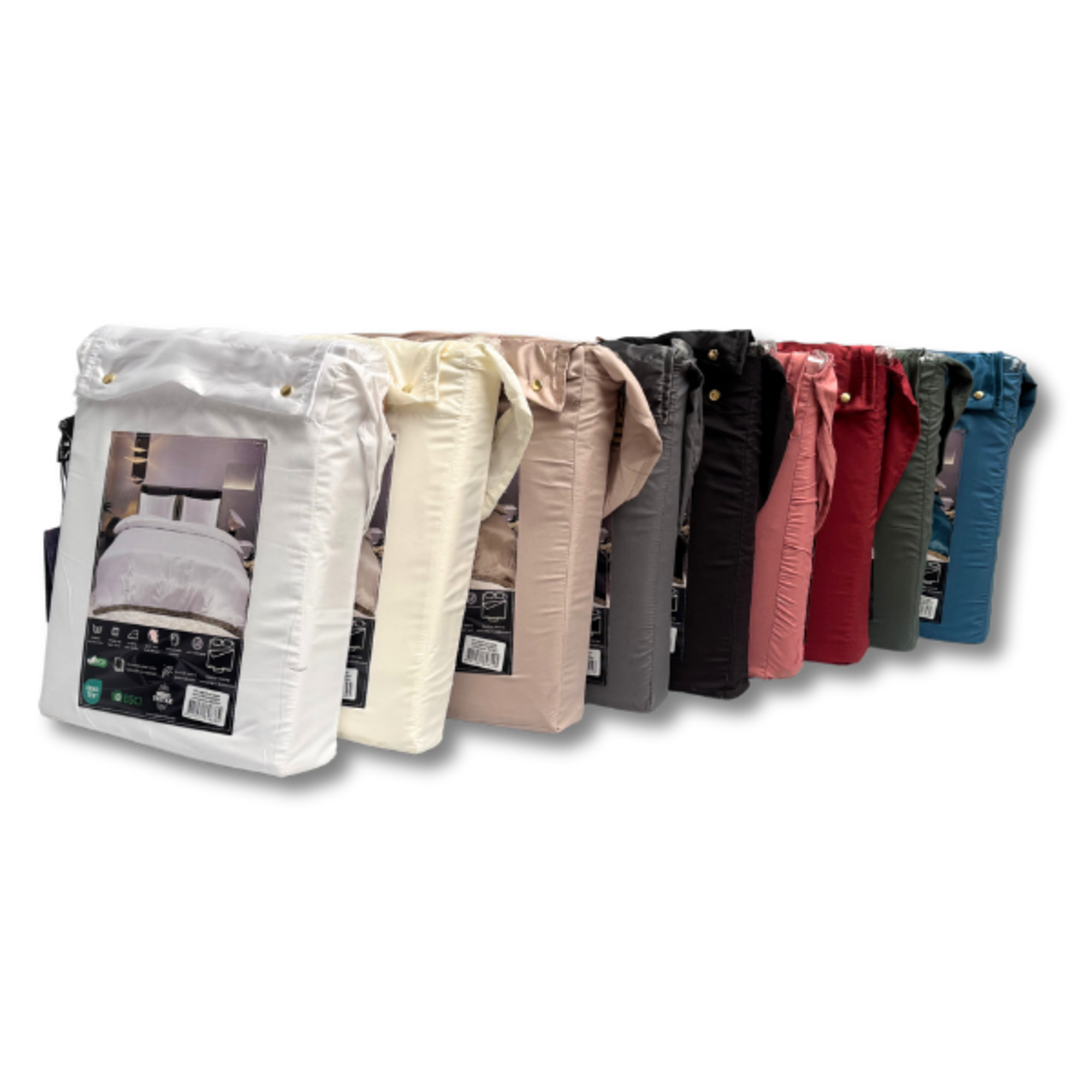 Glossy Satin Duvet Cover Grey with Lace - Greek Key