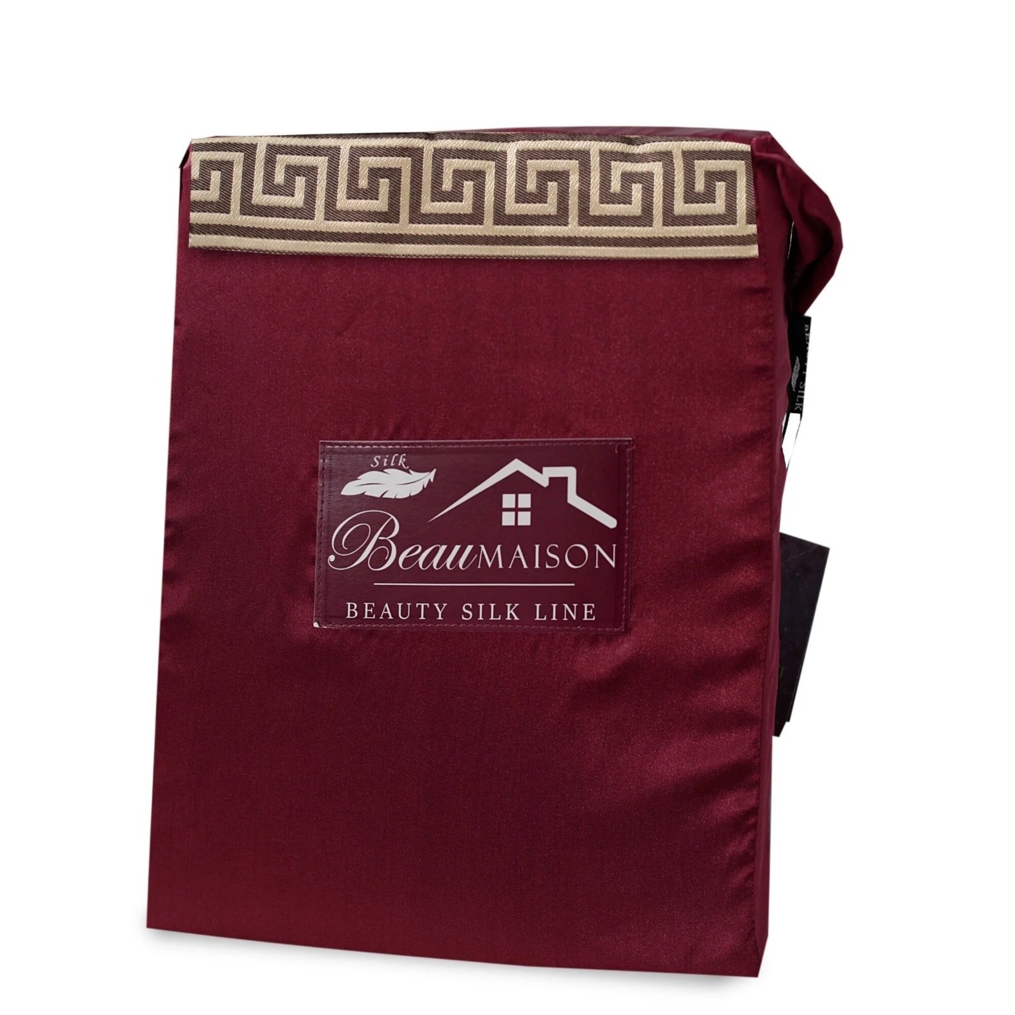Glanzend Satijnen Dekbedovertrek Burgundy met Lace - Griekse Sleutel