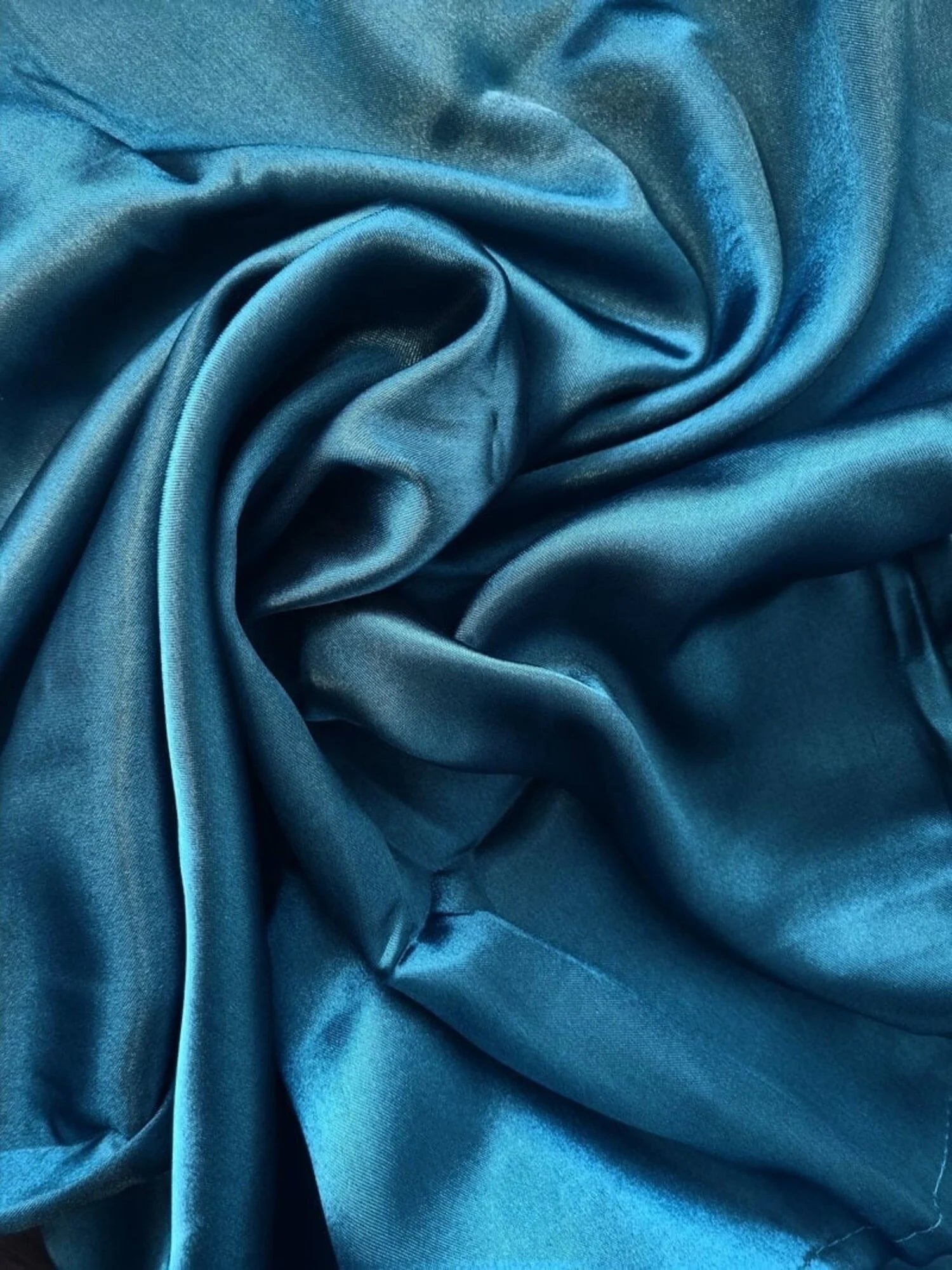 Glanzend Satijnen Dekbedovertrek Petrol Blauw met Lace - Griekse Sleutel
