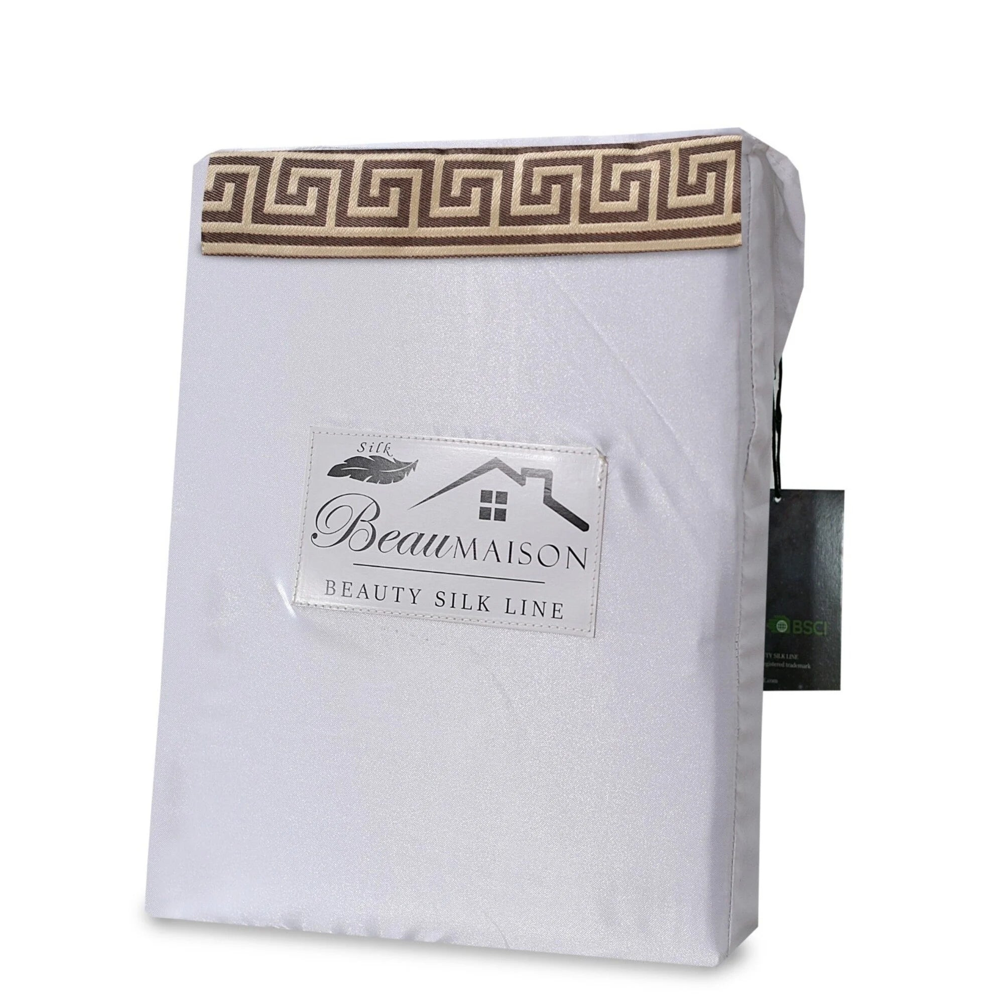 Glanzend Satijnen Dekbedovertrek White met Lace - Griekse Sleutel