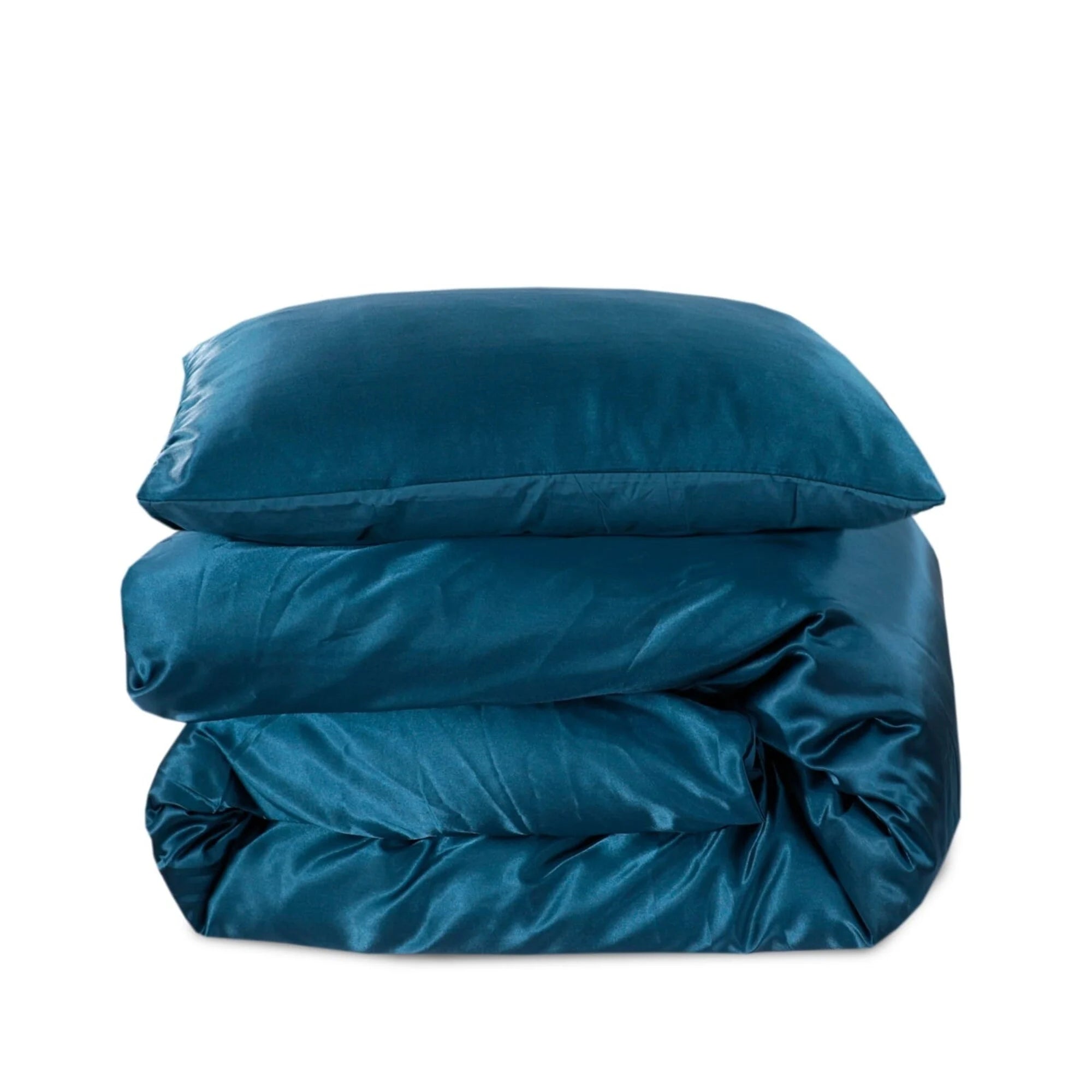 Shiny Satin Duvet Cover Petrol Blue