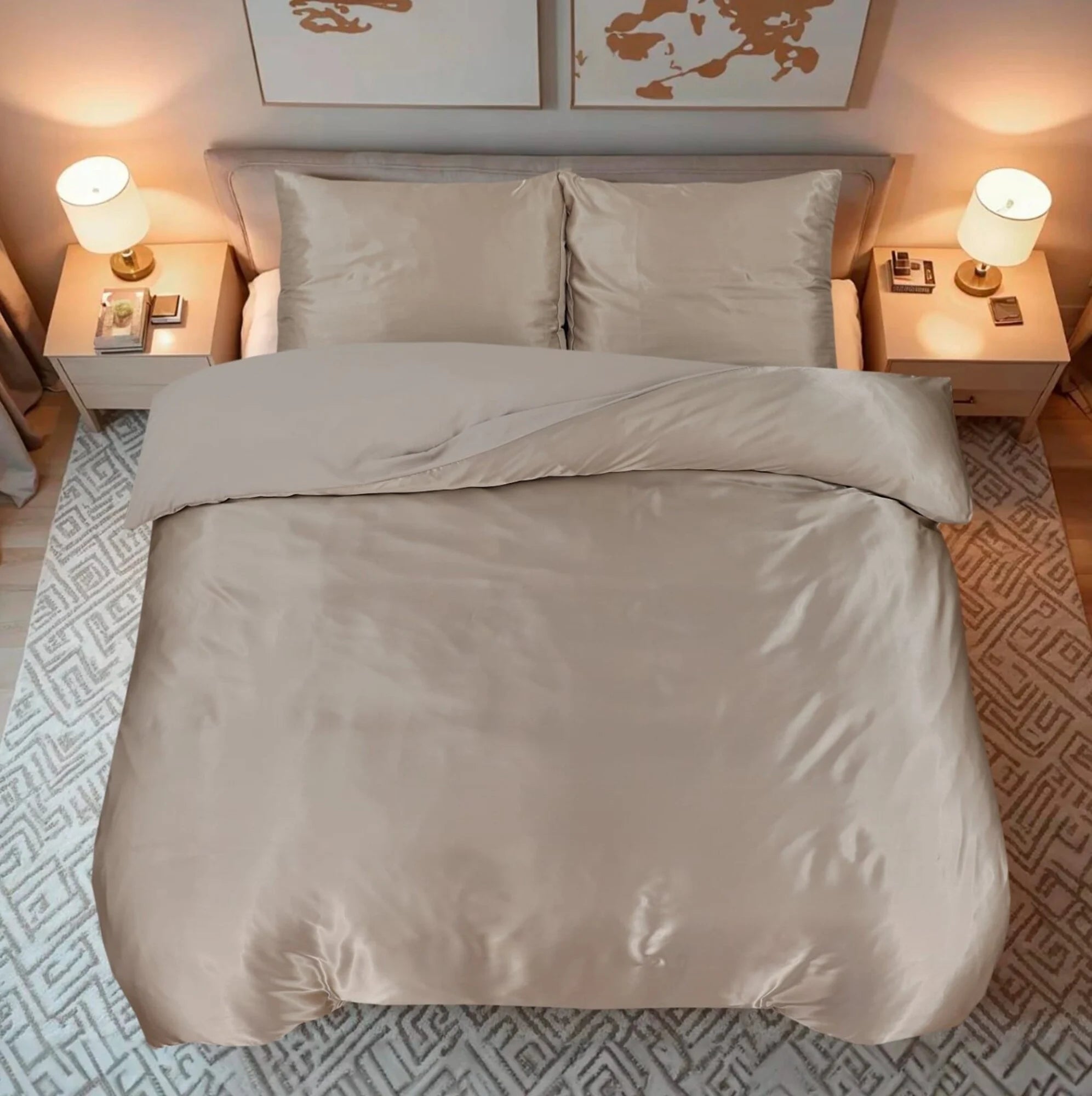 Glossy Satin Duvet Cover Taupe