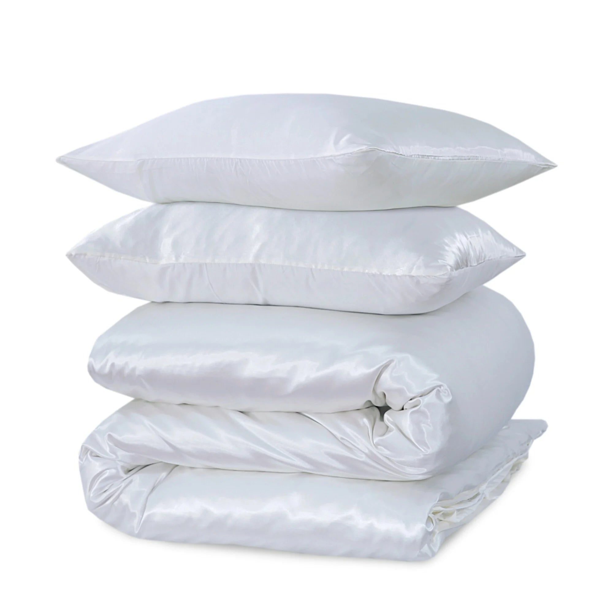 Shiny Satin Duvet Cover White
