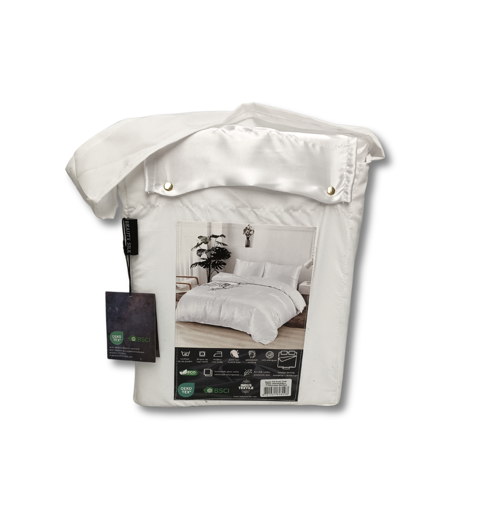 Shiny Satin Duvet Cover White