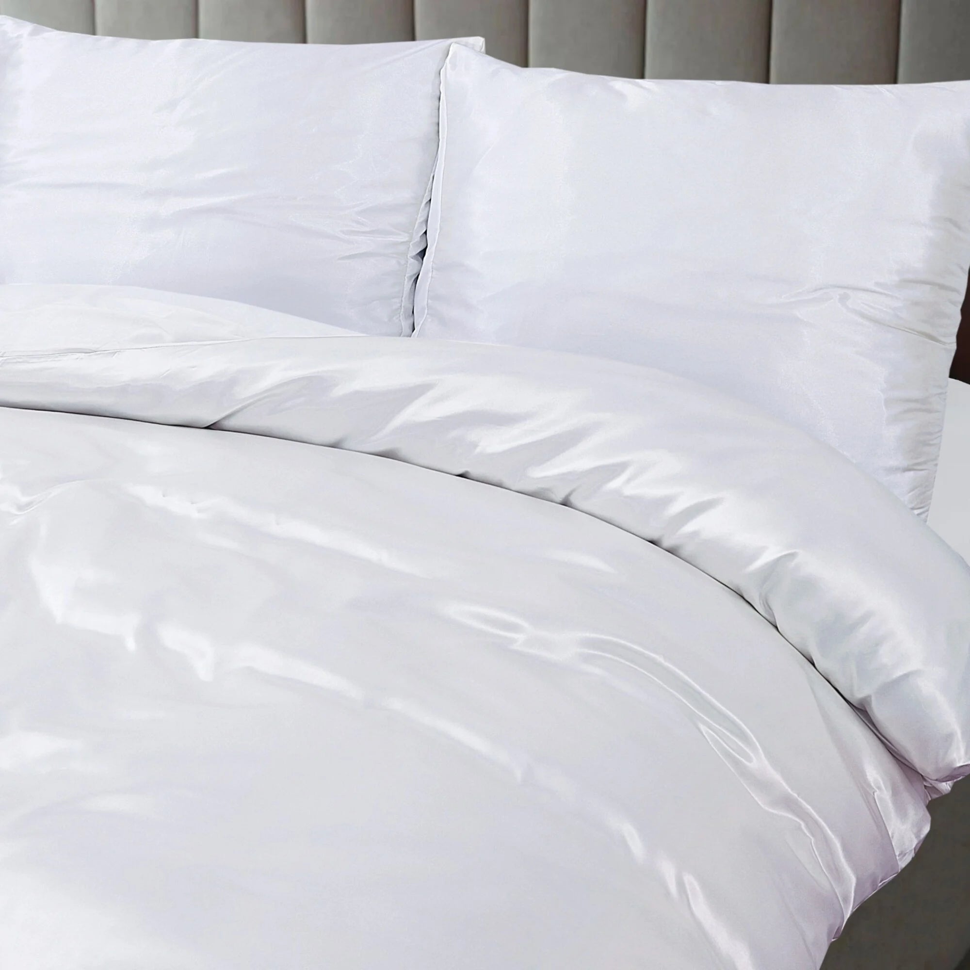 Shiny Satin Duvet Cover White