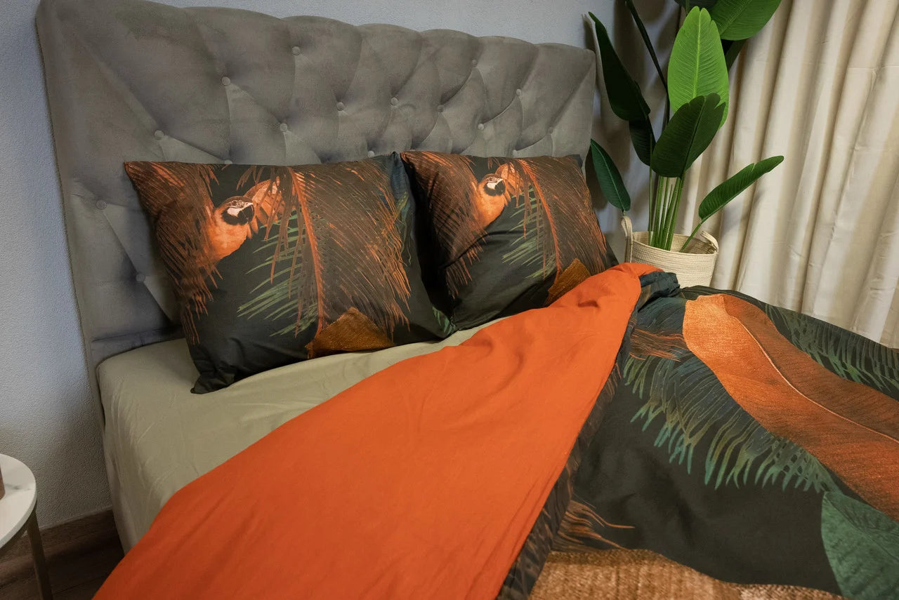 Cotton Duvet Cover Jungle Parrot