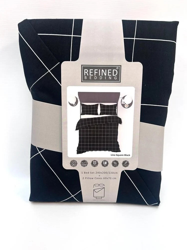 Lino Black Checked Duvet Cover | Scandinavian Design and Comfort