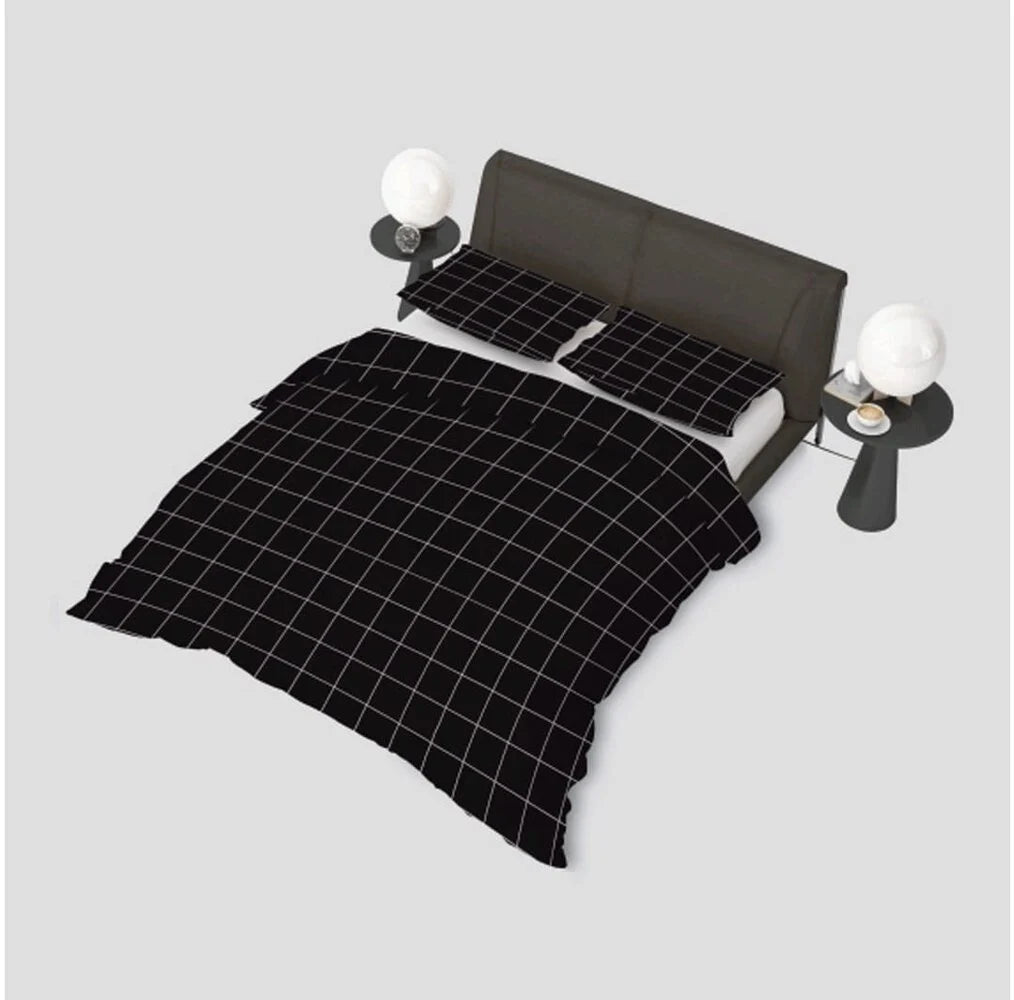 Lino Black Checked Duvet Cover | Scandinavian Design and Comfort