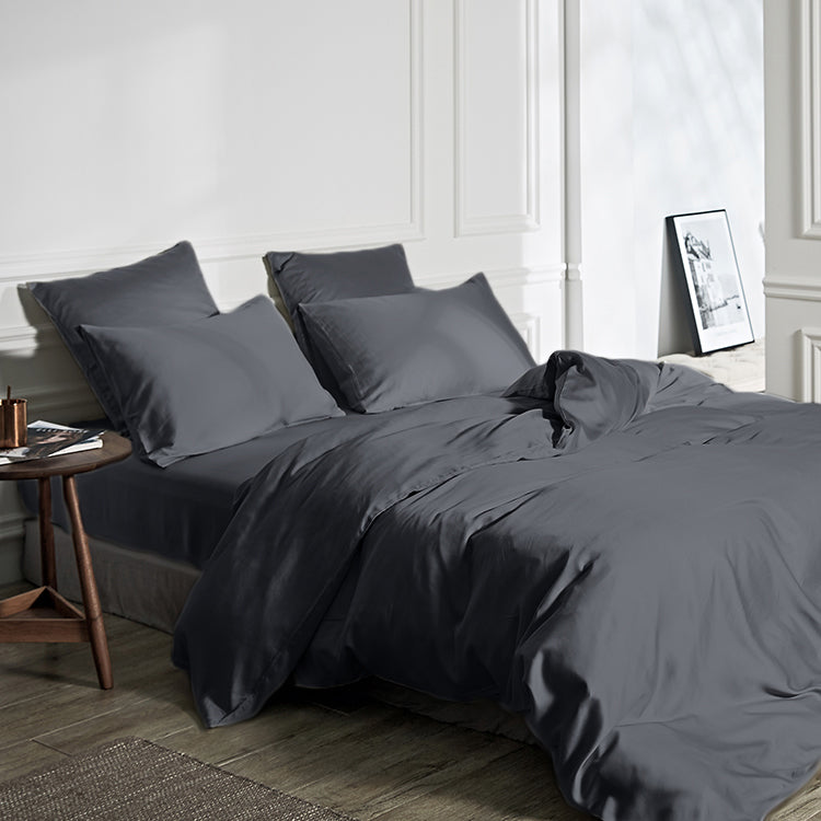 100% Bamboo Dekbedovertrek Antraciet - Temperatuur regulerend - Twill satijn geweven - Kleurvast