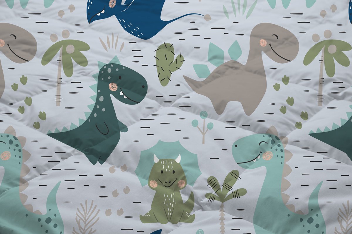 All-in One Lazy Kinderdekbed Dino  - Dekbed voor het hele jaar