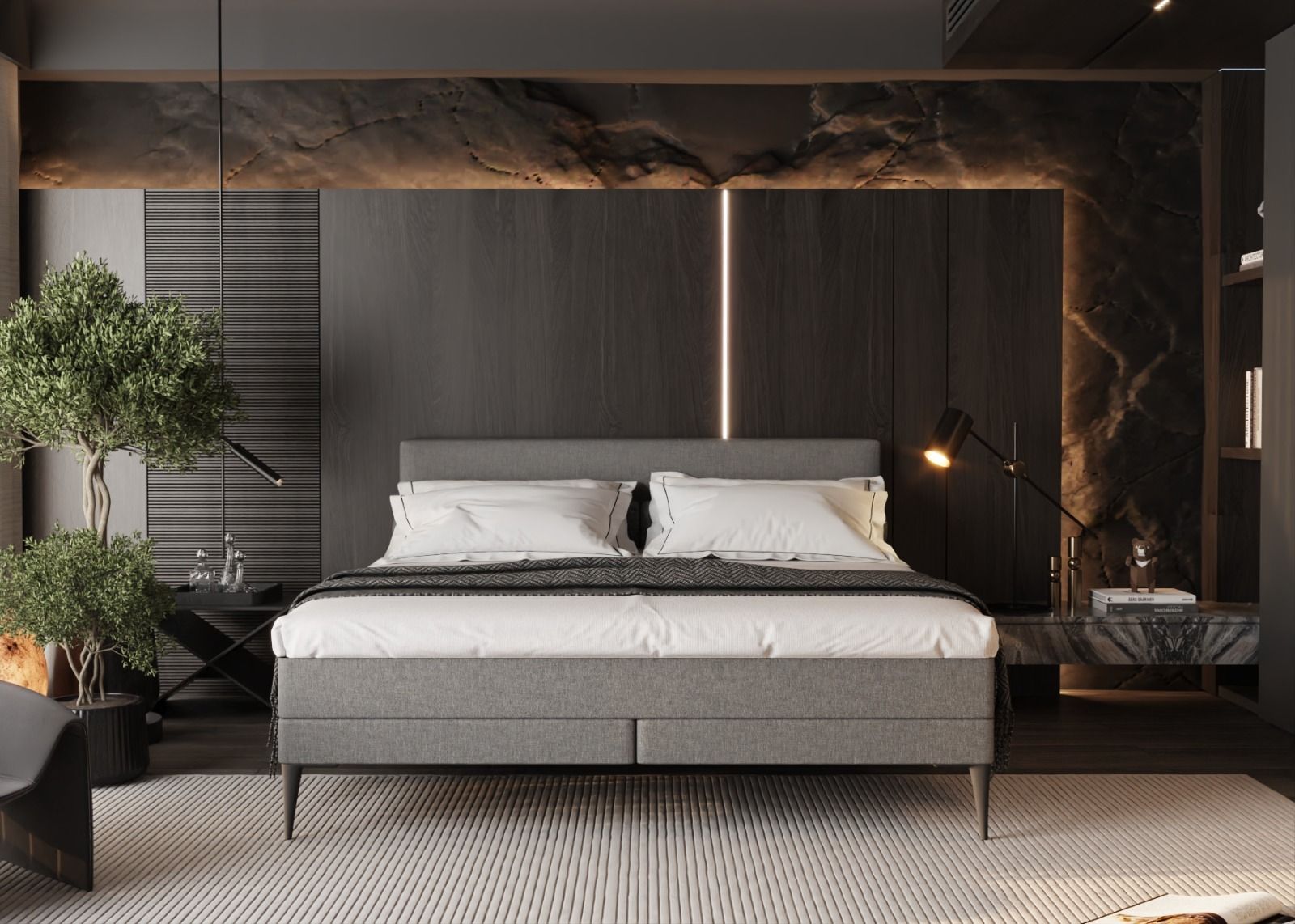Brooklyn boxspringset inclusief pocketvering matras - Grijs