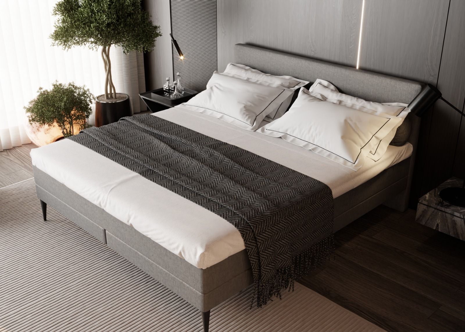 Brooklyn boxspringset inclusief pocketvering matras - Grijs