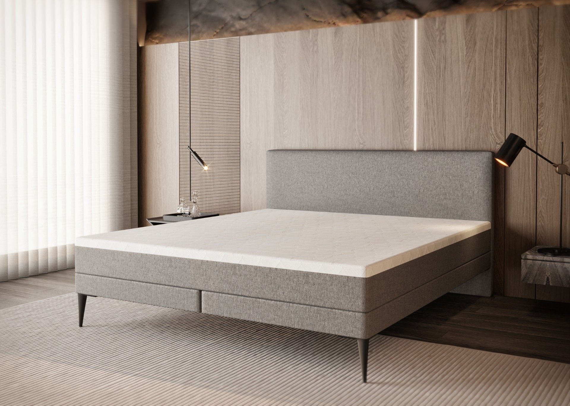 Brooklyn boxspringset inclusief pocketvering matras - Grijs