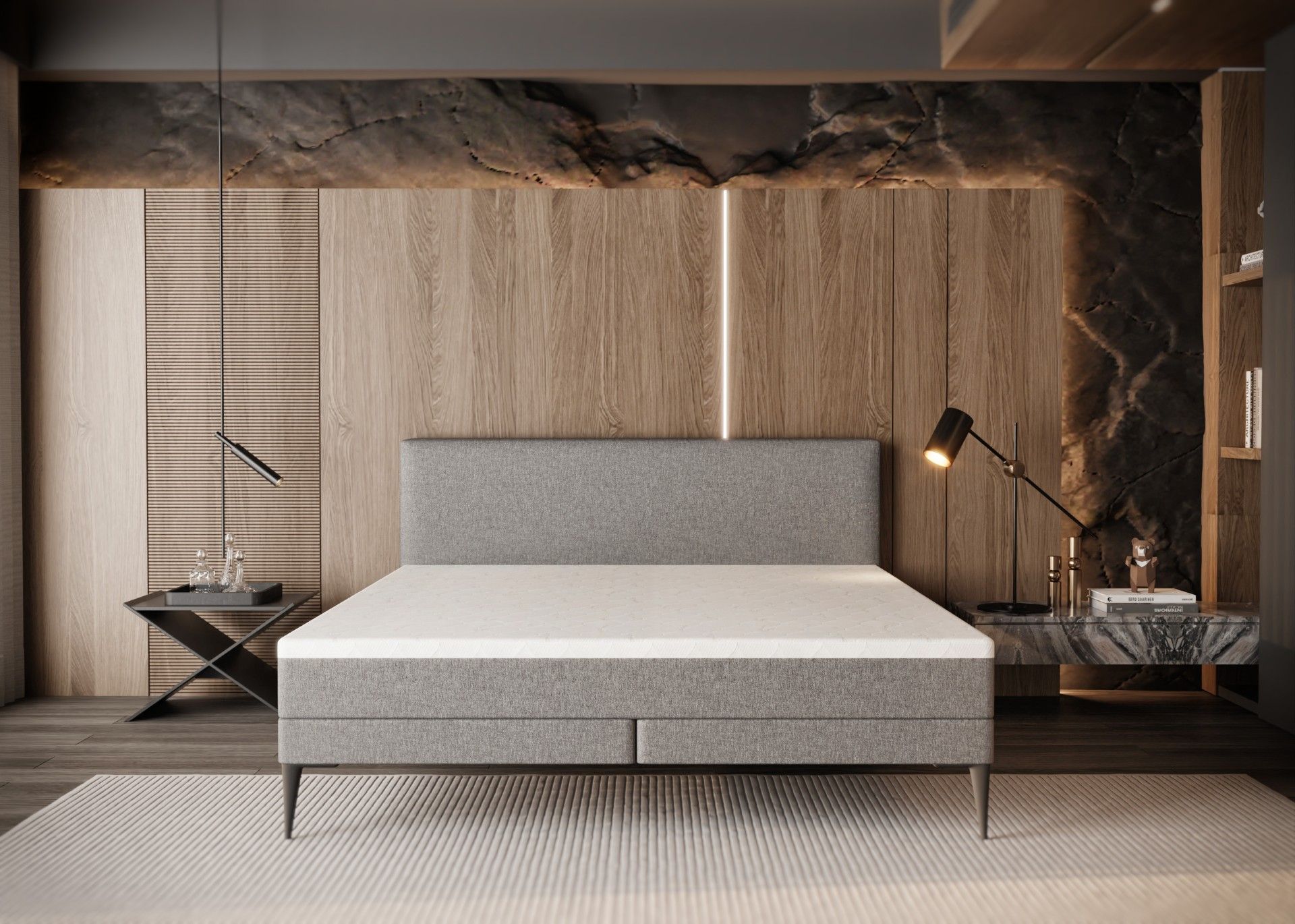 Brooklyn boxspringset inclusief pocketvering matras - Grijs