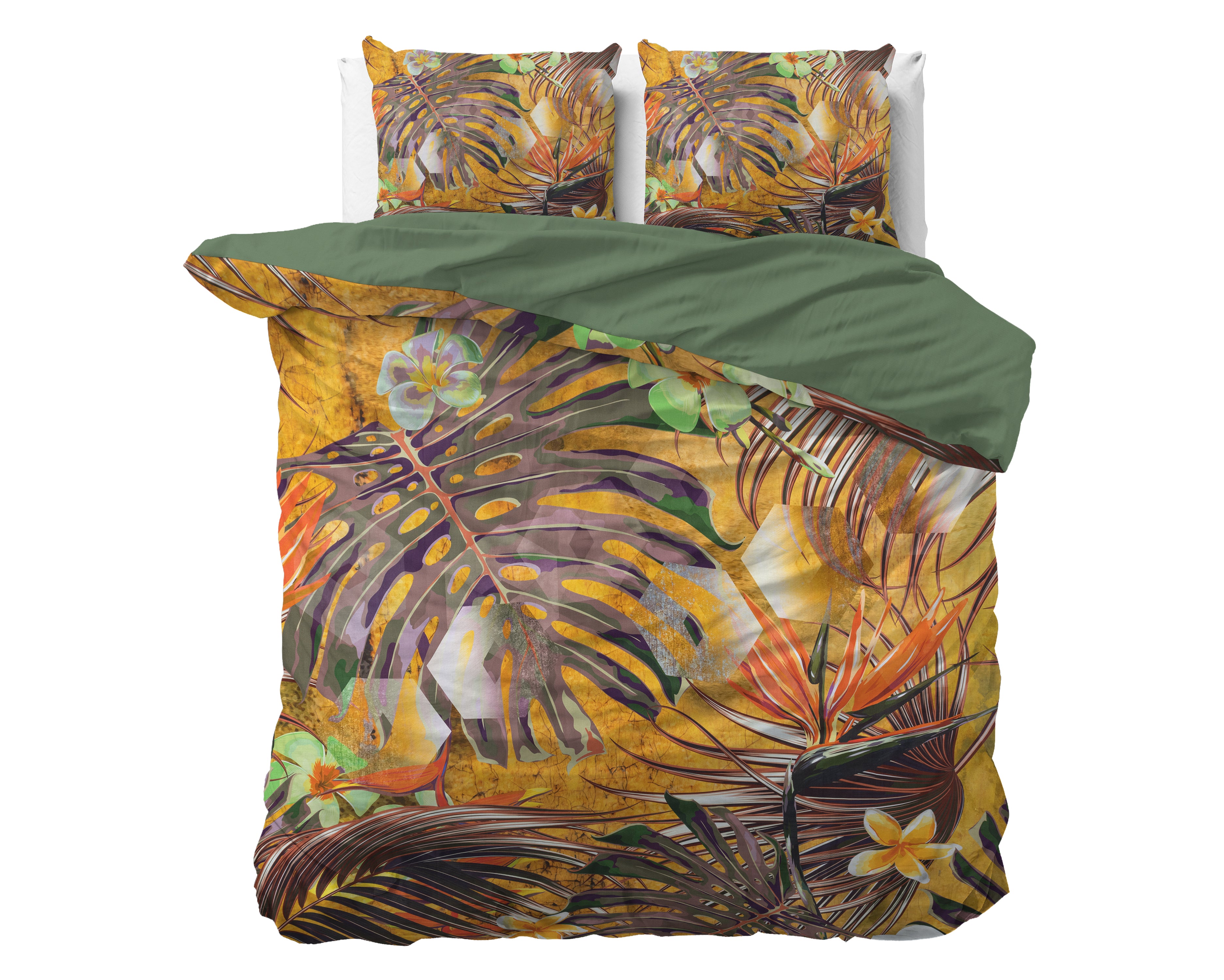 Nature Fusion Yellow Dekbedovertrek - Ademend katoen - Trendy designs - Met drukknopen