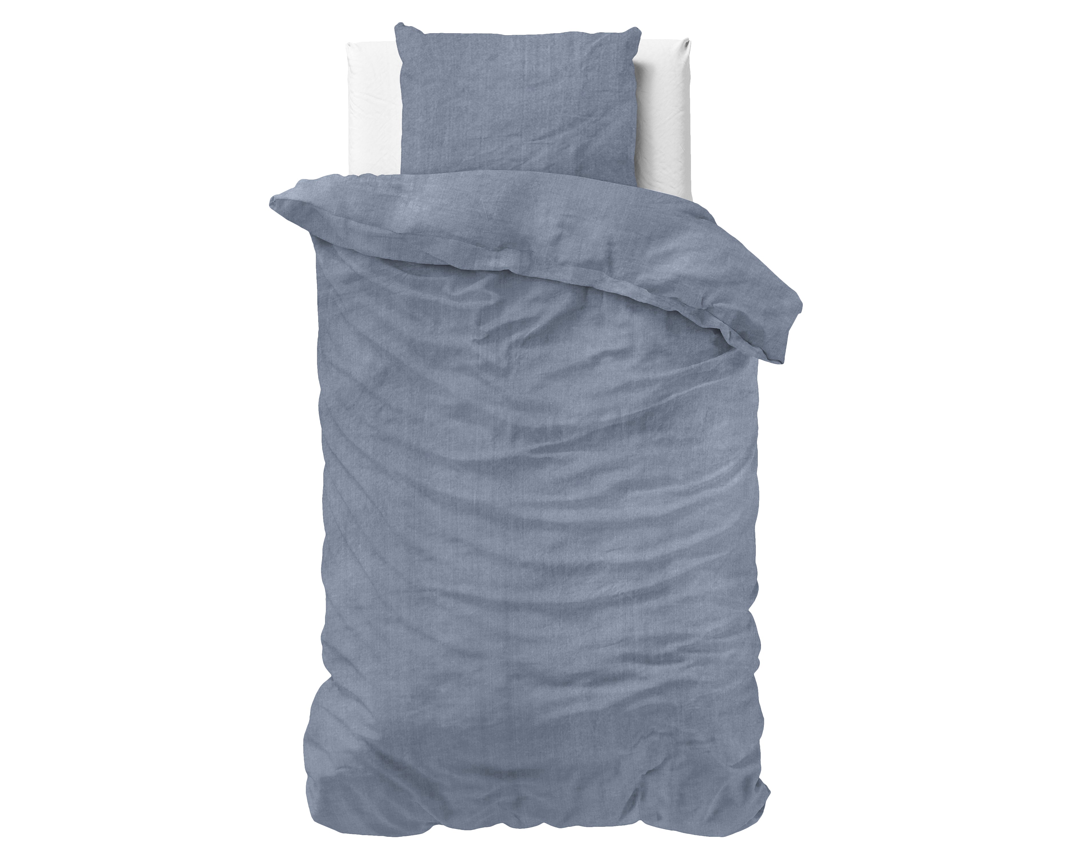 Denim Stone Washed Blauw Dekbedovertrek