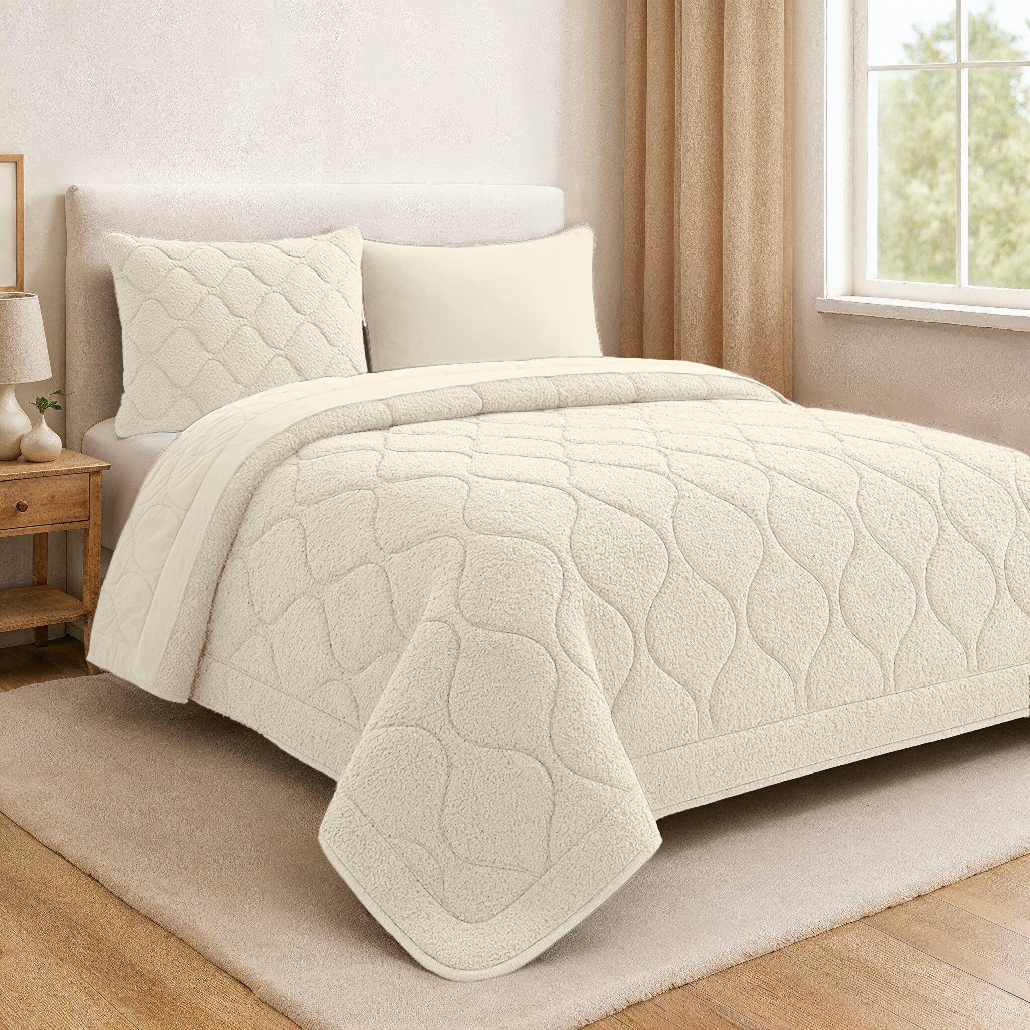All-in One Lazy Teddy Dekbed Beige - Dekbed met kussenslopen
