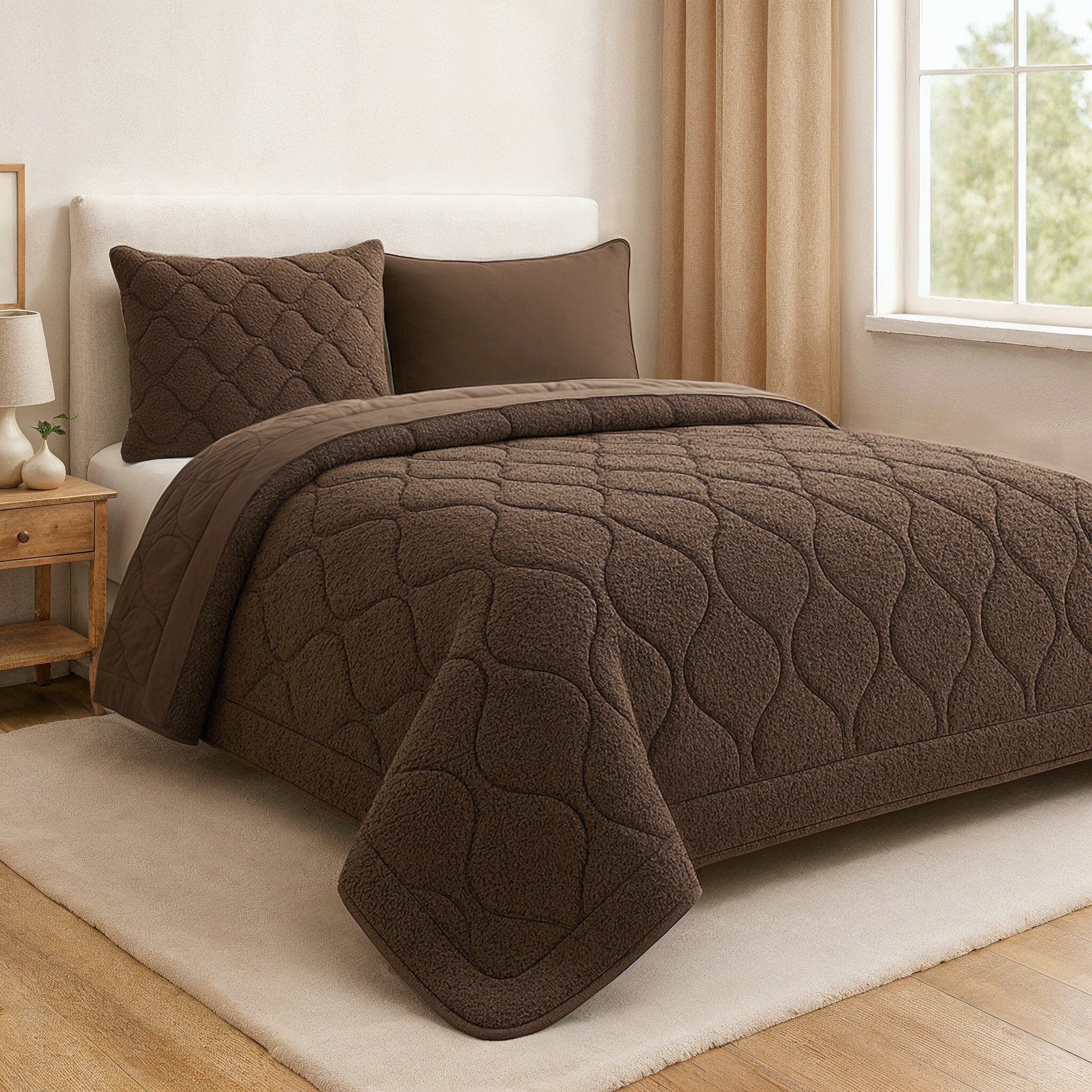 All-in One Lazy Teddy Dekbed Taupe/Bruin - Dekbed met kussenslopen