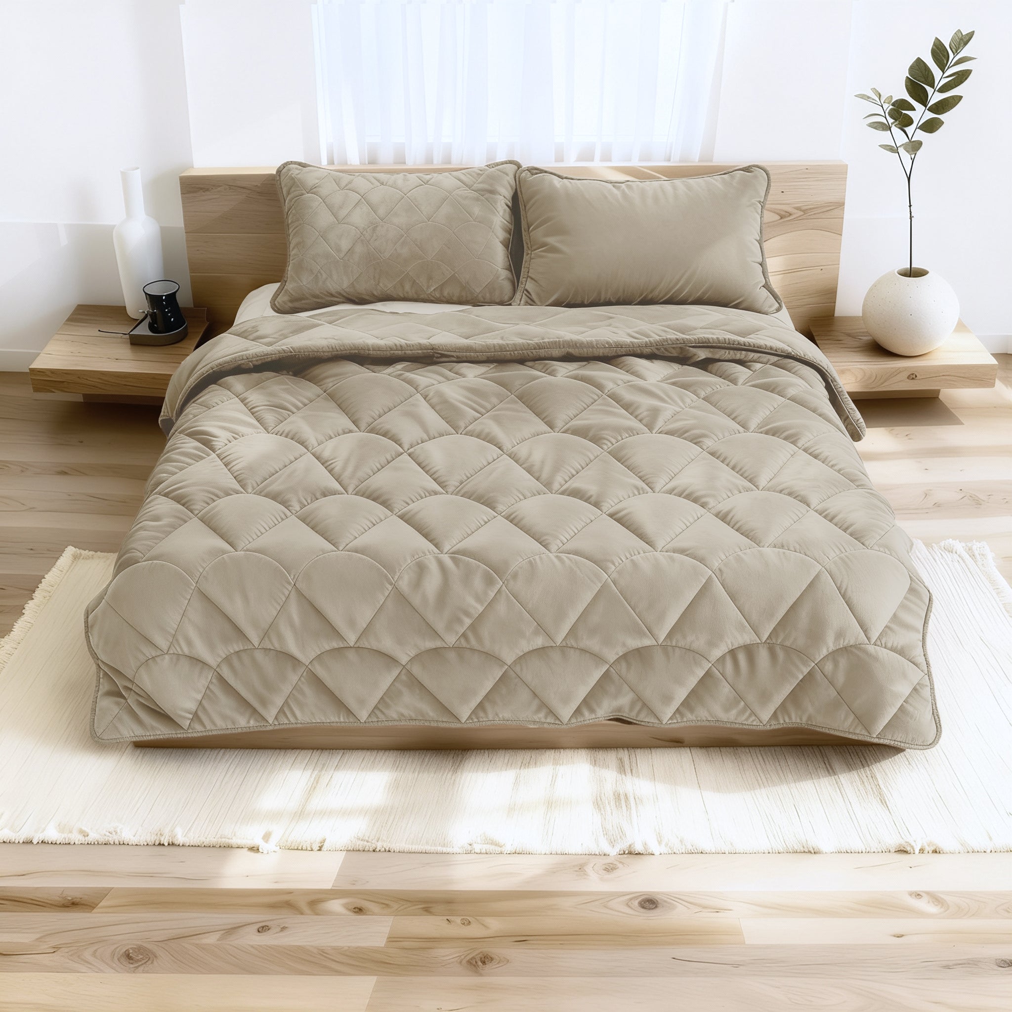 All-in One Lazy Velvet Dekbed Taupe/Grijs - Dekbed met kussenslopen