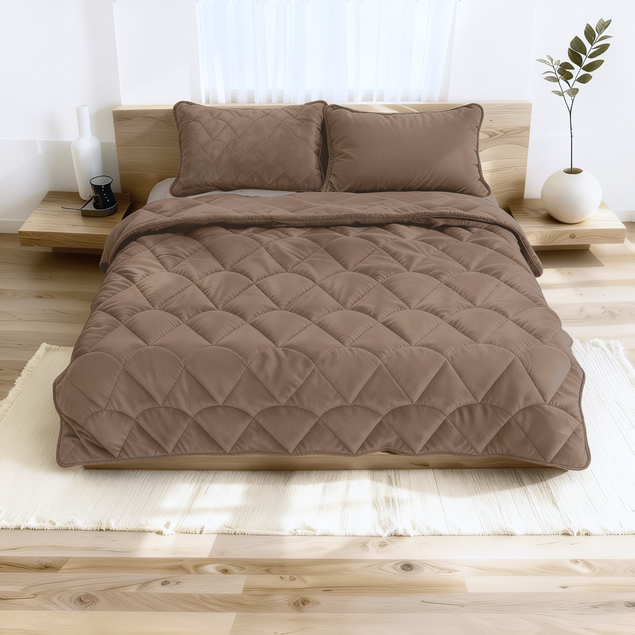 All-in One Lazy Velvet Dekbed Taupe/Bruin - Dekbed met kussenslopen